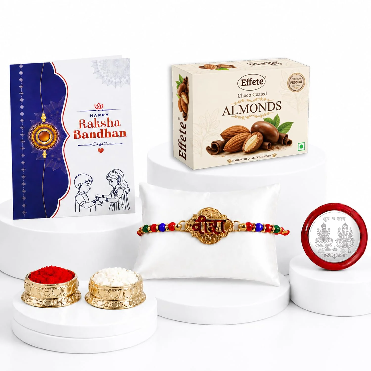 Veera Design Rakhi with Chocolate for Brother – Raksha Bandhan Gift Combo (Pack of 5) - Image 3