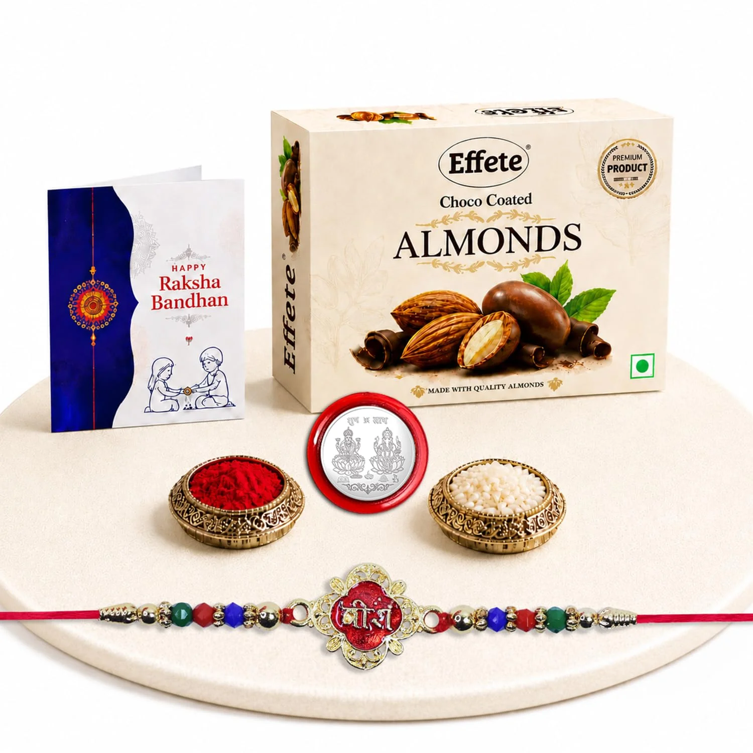 Veera Design Rakhi with Chocolate for Brother – Raksha Bandhan Gift Combo (Set of 5) - Image 2
