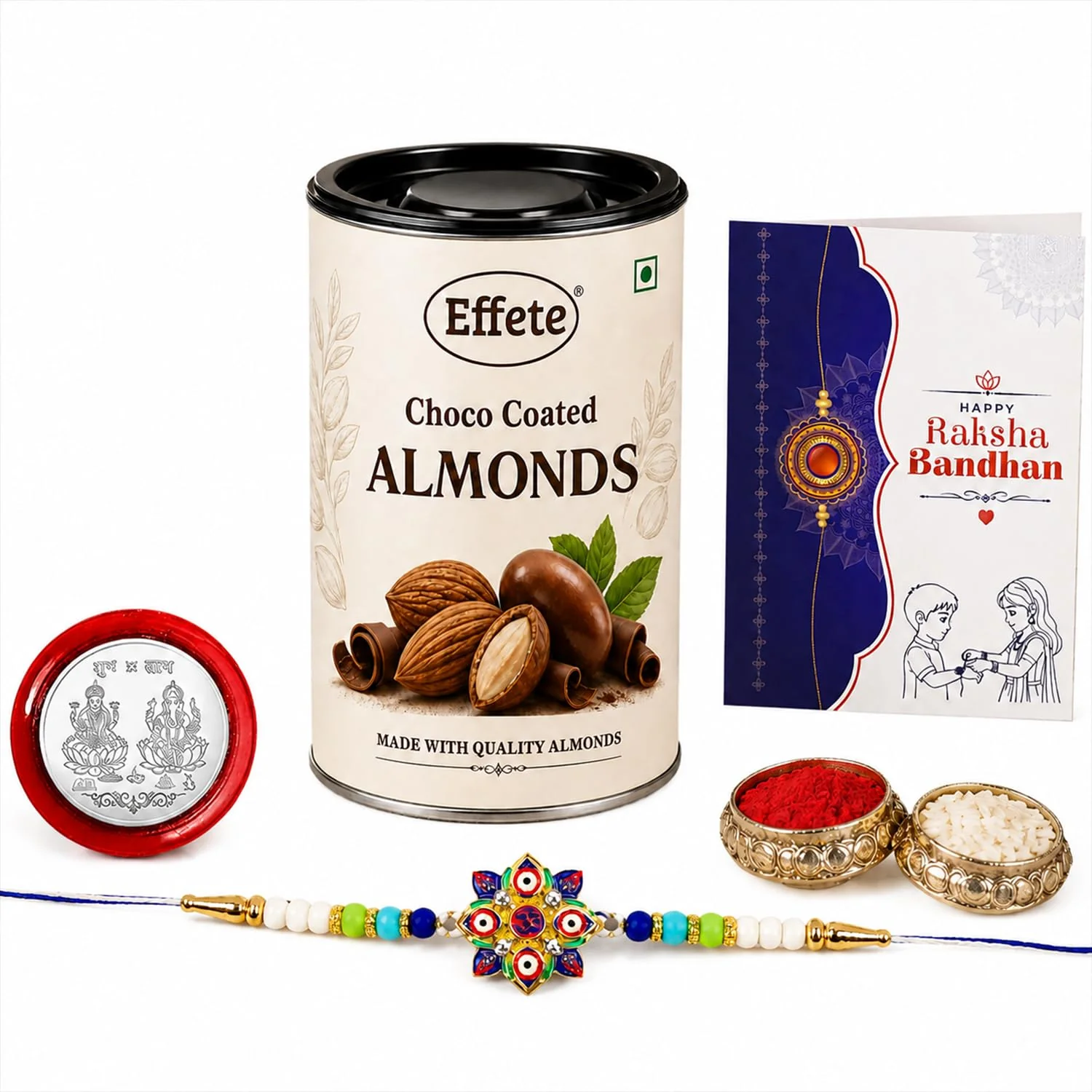 Rakhi with Chocolate for Brother (Set of 5) – Evil Eye Design Raksha Bandhan Combo