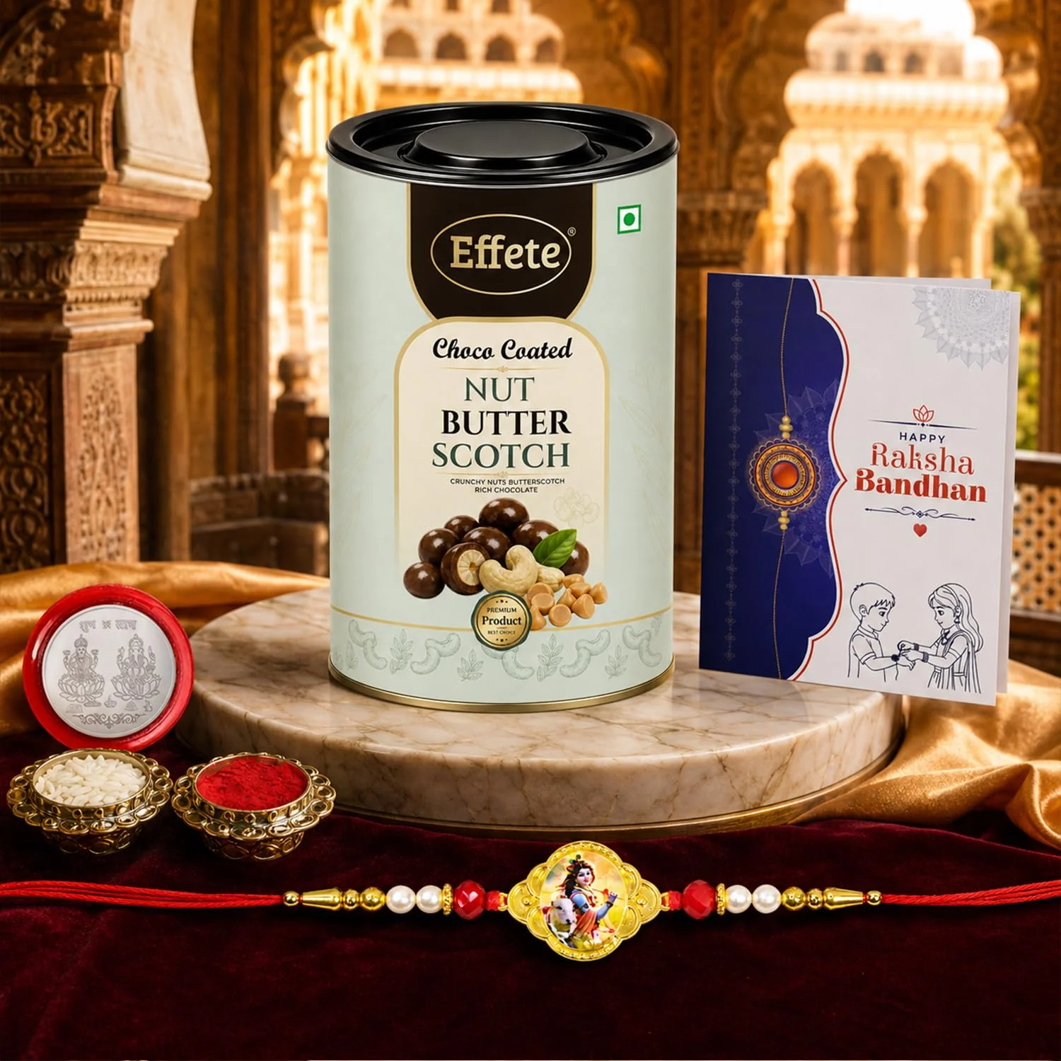 Rakhi with Chocolate for Brother (Set of 5) – Krishna Design Raksha Bandhan Combo