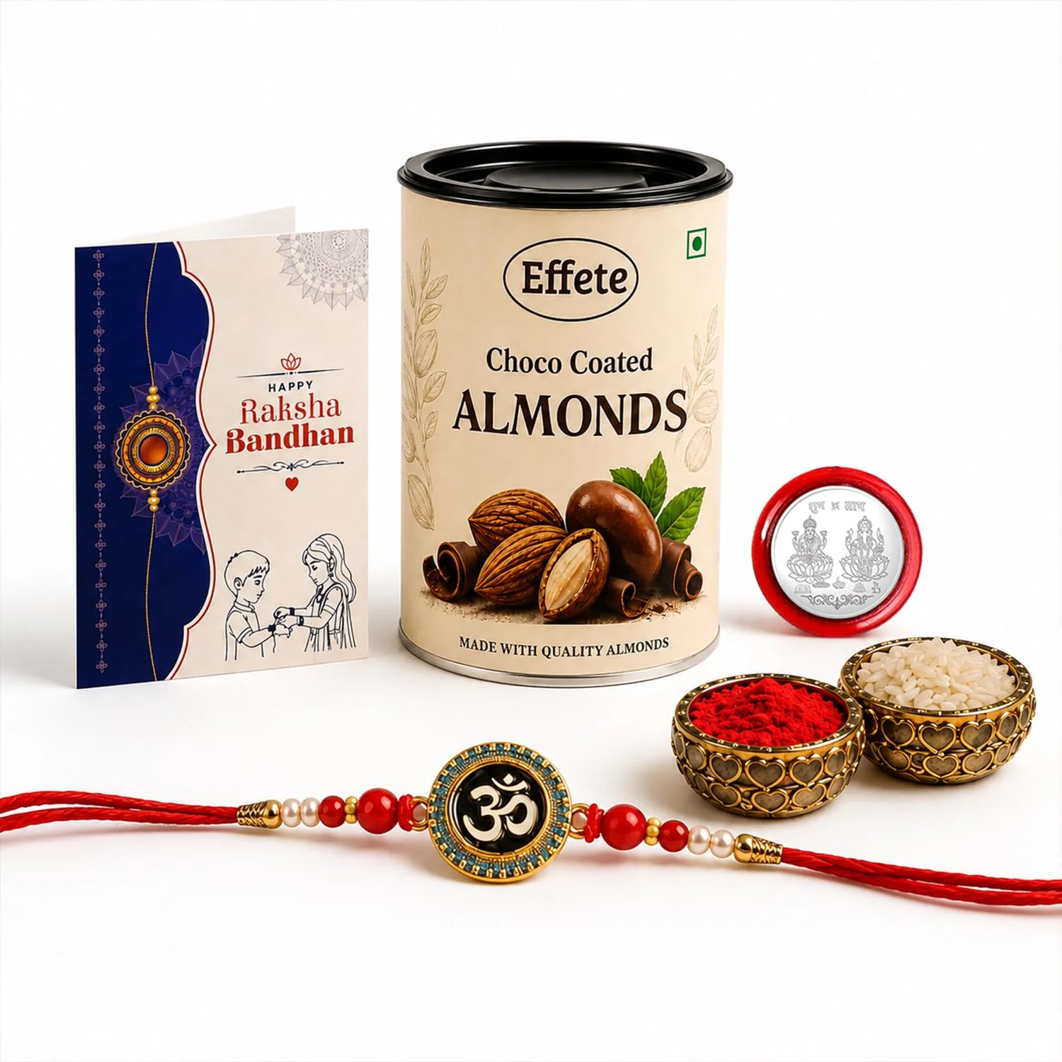 Rakhi with Chocolate for Brother (Set of 5) – Om Design Raksha Bandhan Gift Set Combo - Image 2