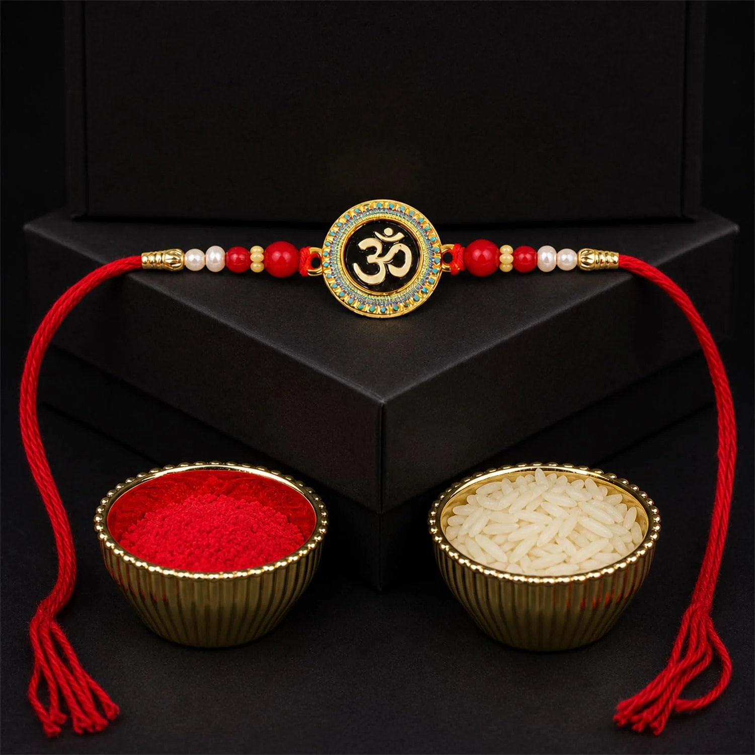 Rakhi with Chocolate for Brother (Set of 5) – Om Design Raksha Bandhan Gift Set Combo - Image 6