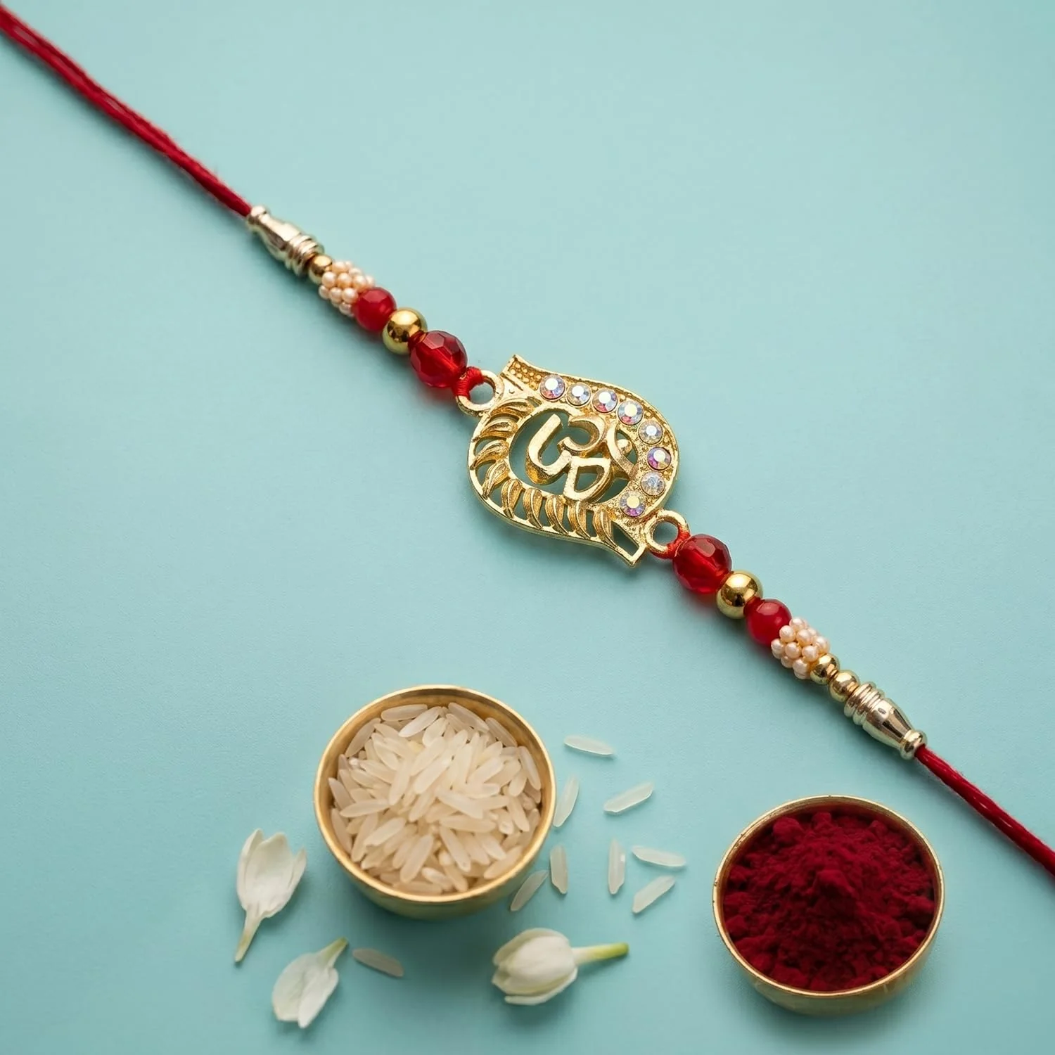 Rakhi with Chocolate for Brother (Set of 5) – Om Design Raksha Bandhan Gift Set Combo - Image 6