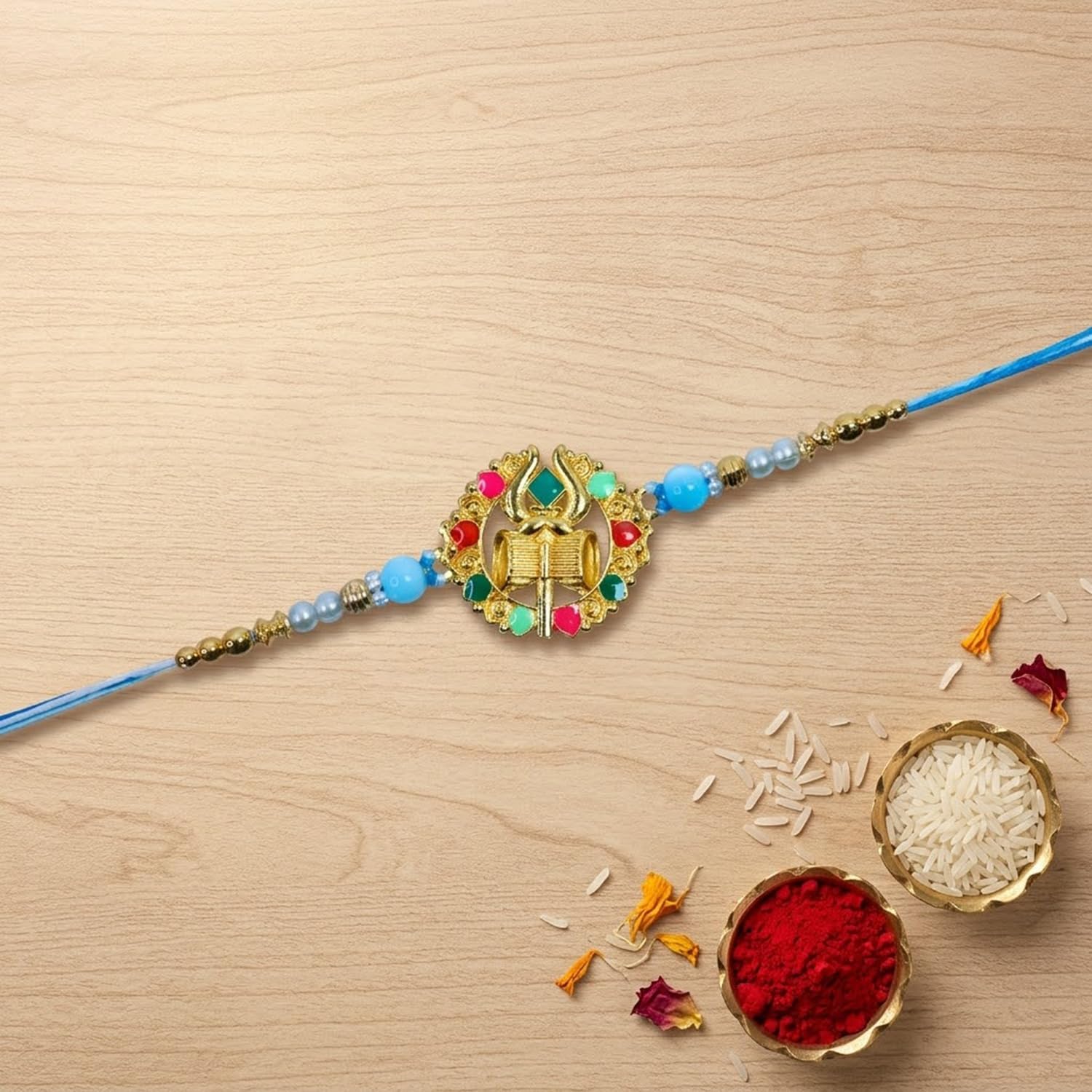 Rakhi with Chocolate for Brother (Set of 5) – Trishul Damru Design Raksha Gift Combo - Image 6
