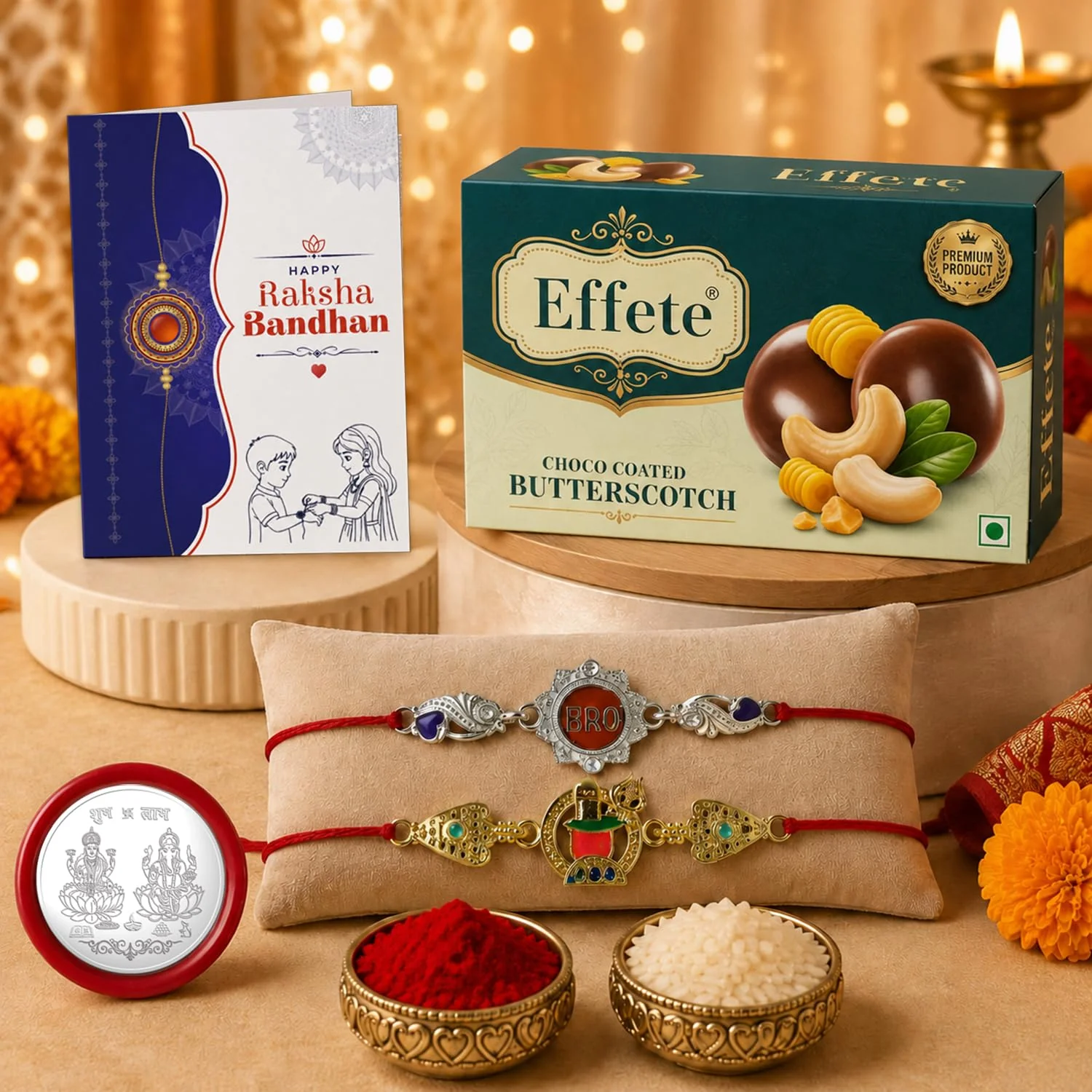 Rakhi with Chocolate for Brother (Set of 6) – Bro Shivling Design Raksha Gift Combo