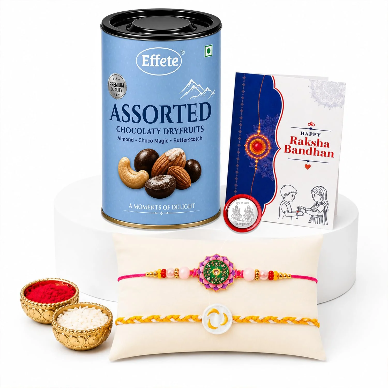 Rakhi with Chocolate for Brother (Set of 6) – Flower Round Shape Raksha Gift Combo - Image 2