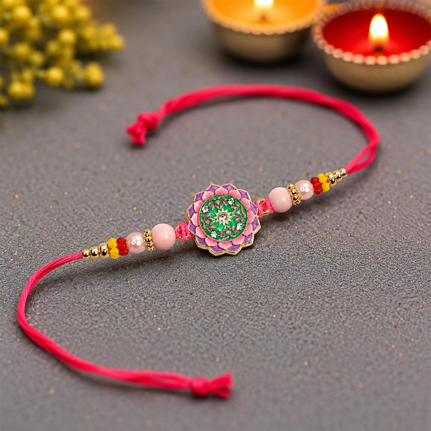 Rakhi with Chocolate for Brother (Set of 6) – Flower Round Shape Raksha Gift Combo - Image 6