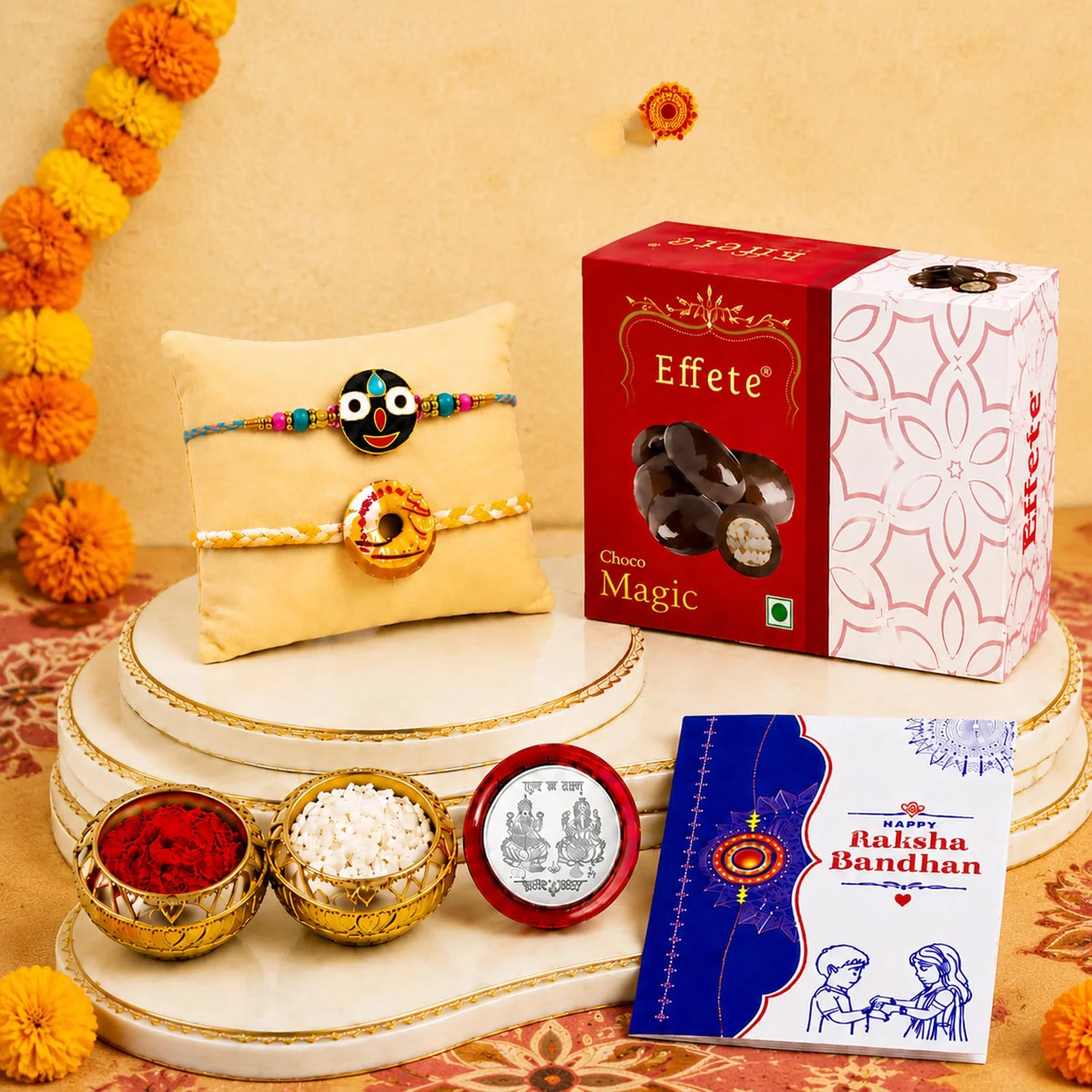 Rakhi with Chocolate for Brother (Set of 6) – Kids Food Design Raksha Gift Combo