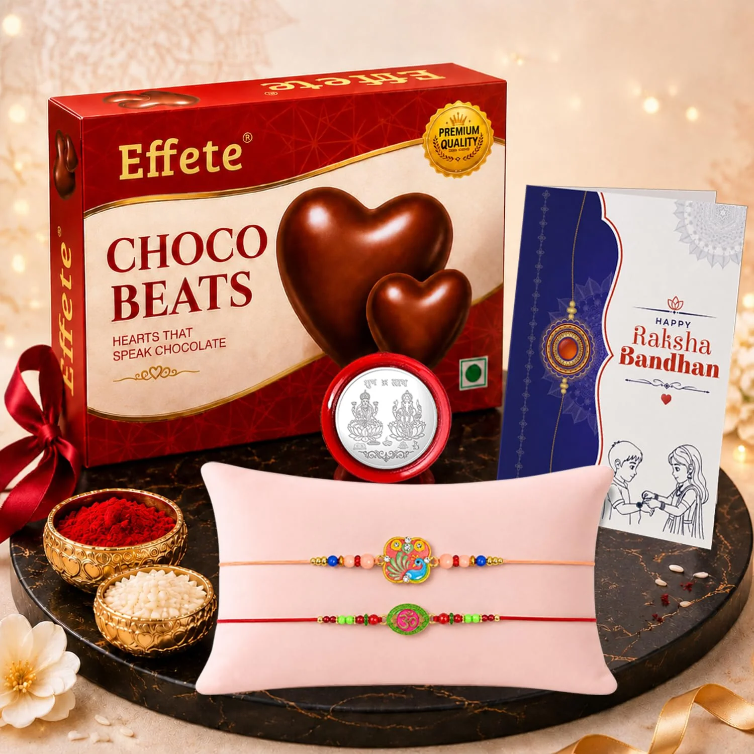 Rakhi with Chocolate for Brother (Set of 6) – Om Bird Design Raksha Bandhan Combo