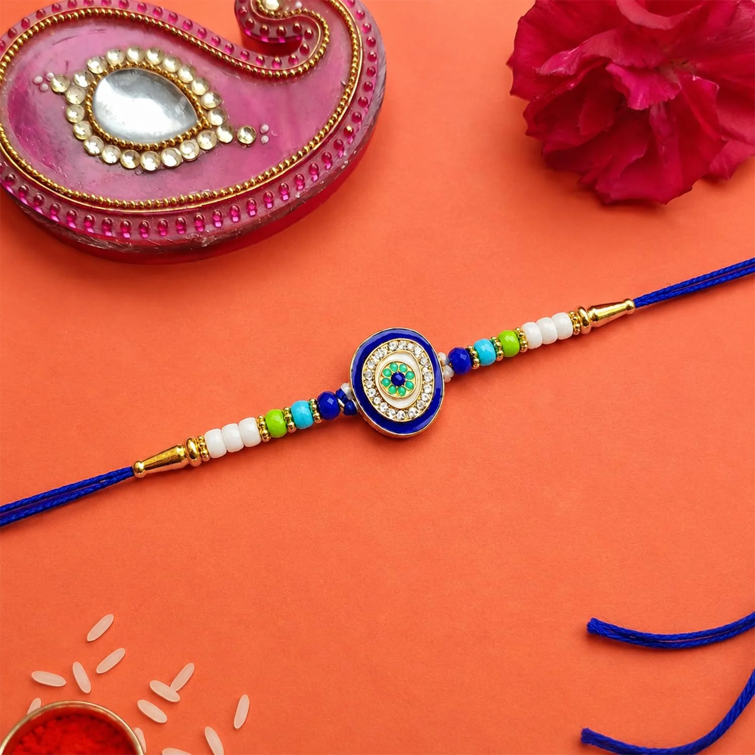 Rakhi with Chocolate for Brother (Set of 6) – Om Round Shape Raksha Bandhan Combo - Image 6