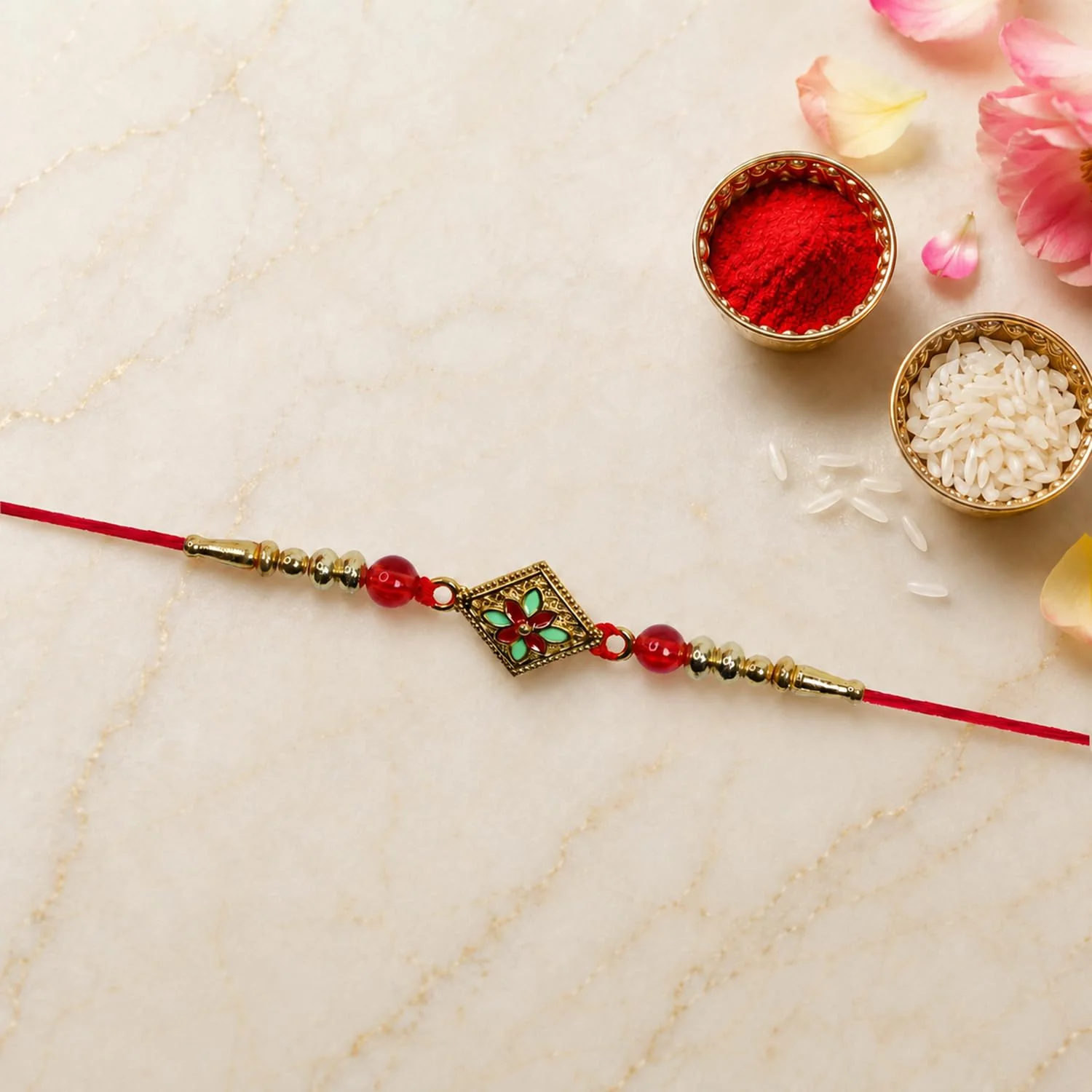 Rakhi with Chocolate for Brother (Set of 6) – Oval Rhombus Shape Raksha Gift Combo - Image 7