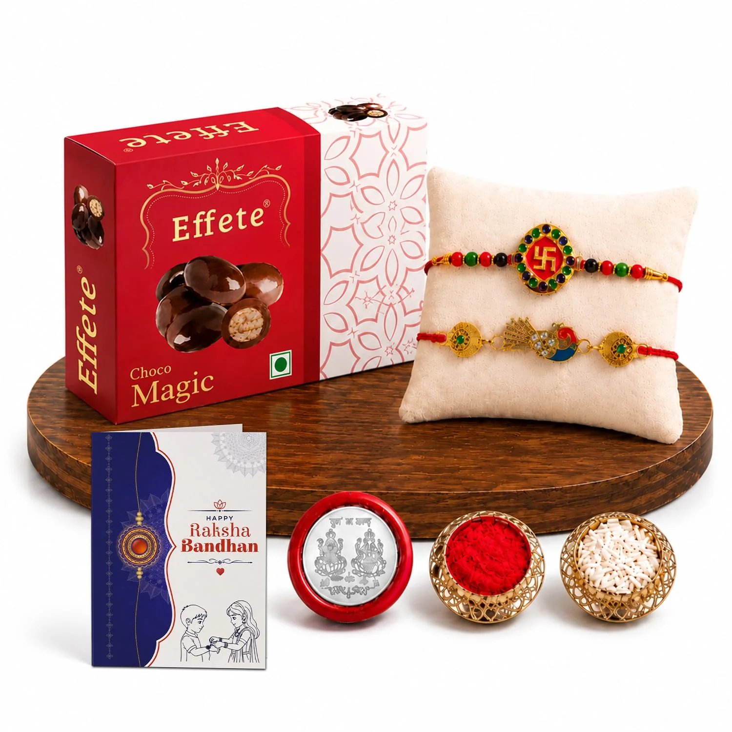 Rakhi with Chocolate for Brother (Set of 6) – Swastik Bird Design Raksha Gift Combo - Image 2