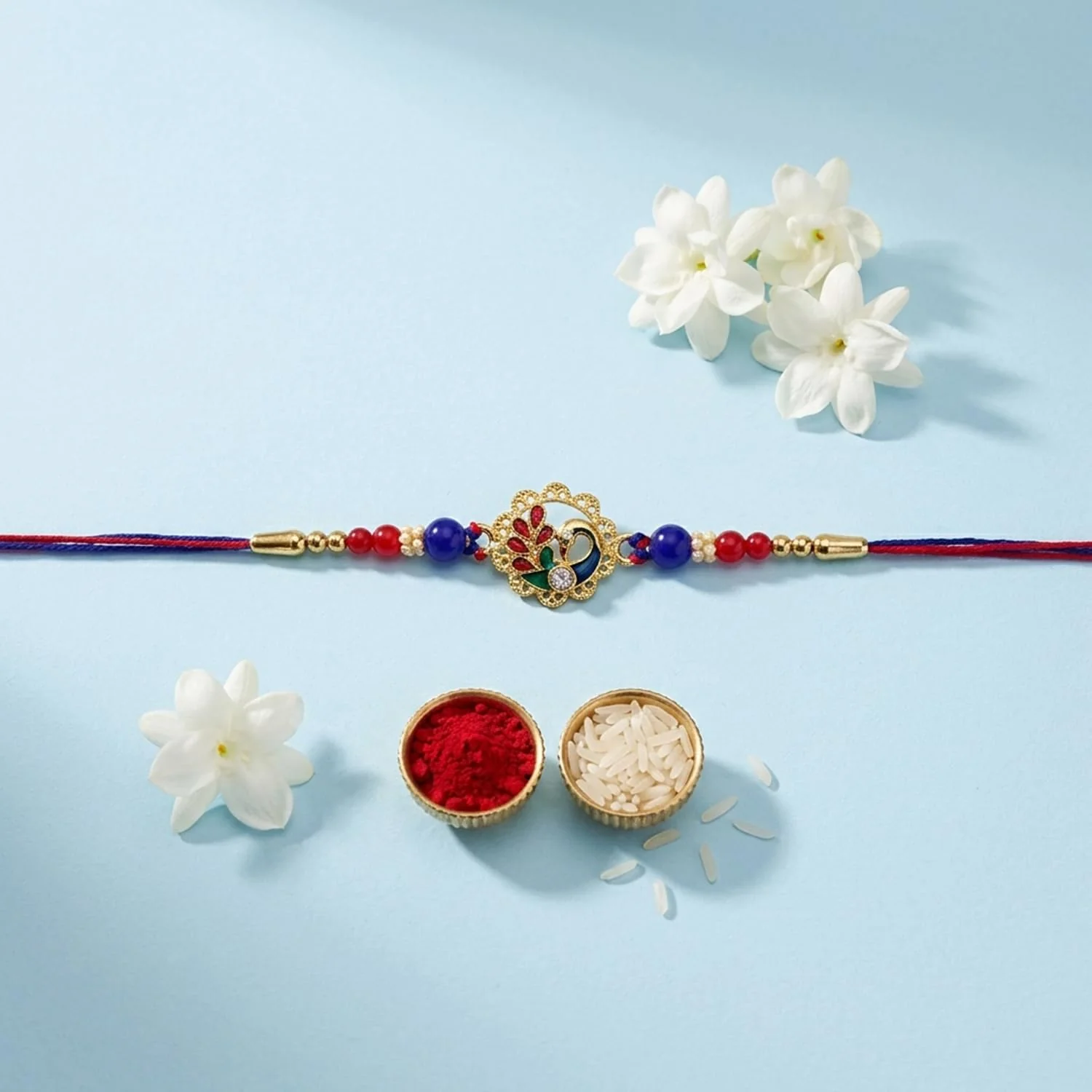 Rakhi with Chocolate for Brother (Set of 6) – Peacock Om Design Raksha Gift Combo - Image 6