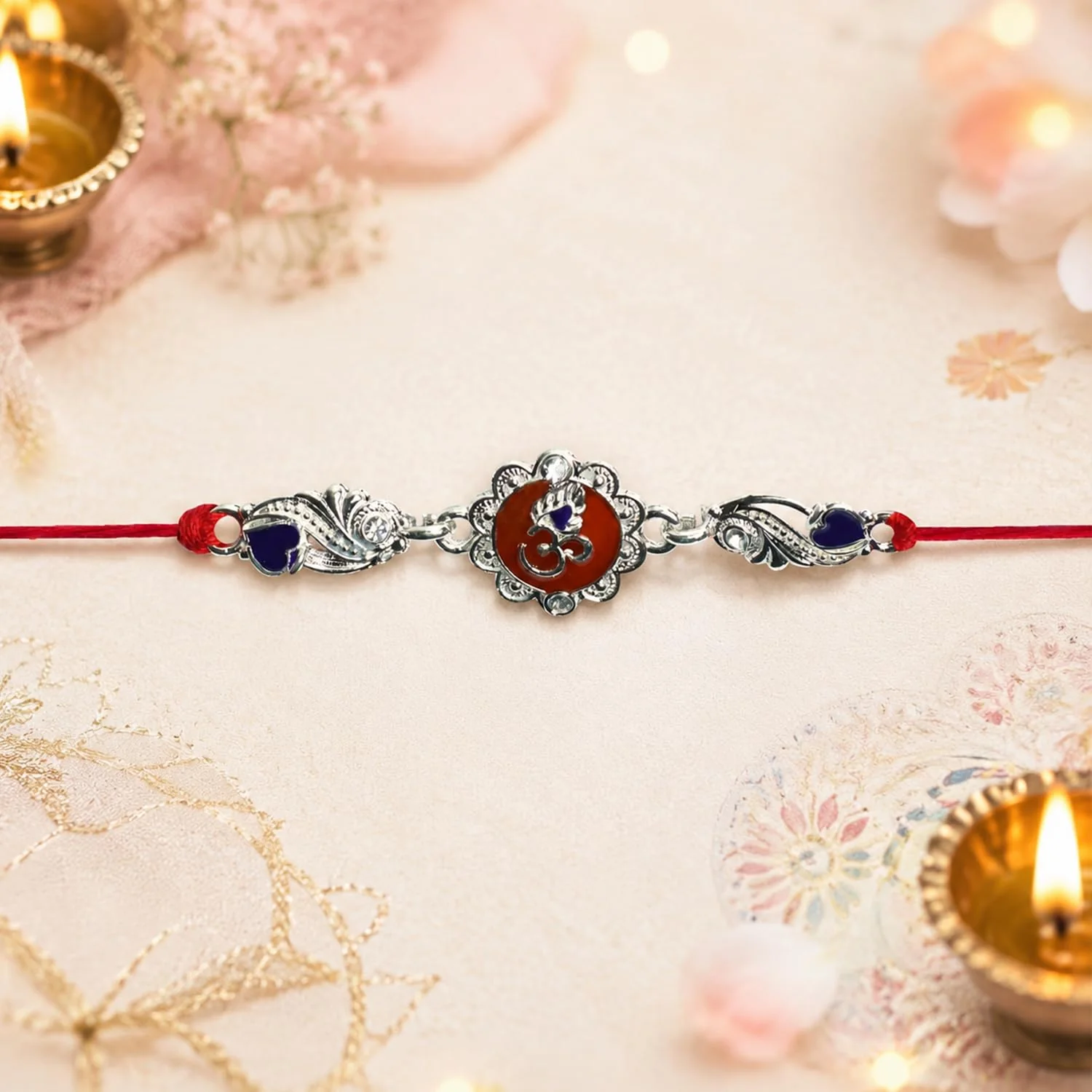 Rakhi with Chocolate for Brother (Set of 6) – Peacock Om Design Raksha Gift Combo - Image 7