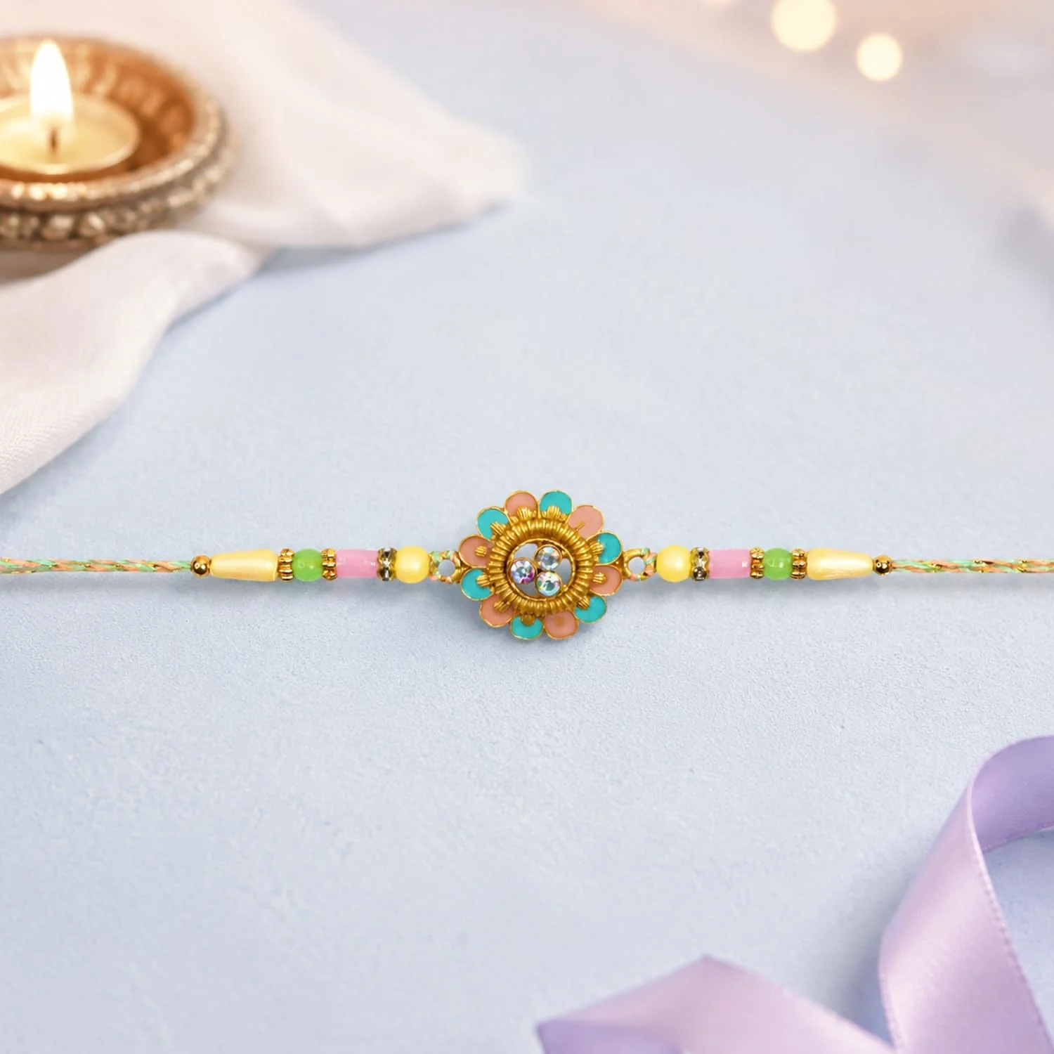 Rakhi with Chocolate for Brother (Set of 6) – Food Flower Design Raksha Gift Combo - Image 7