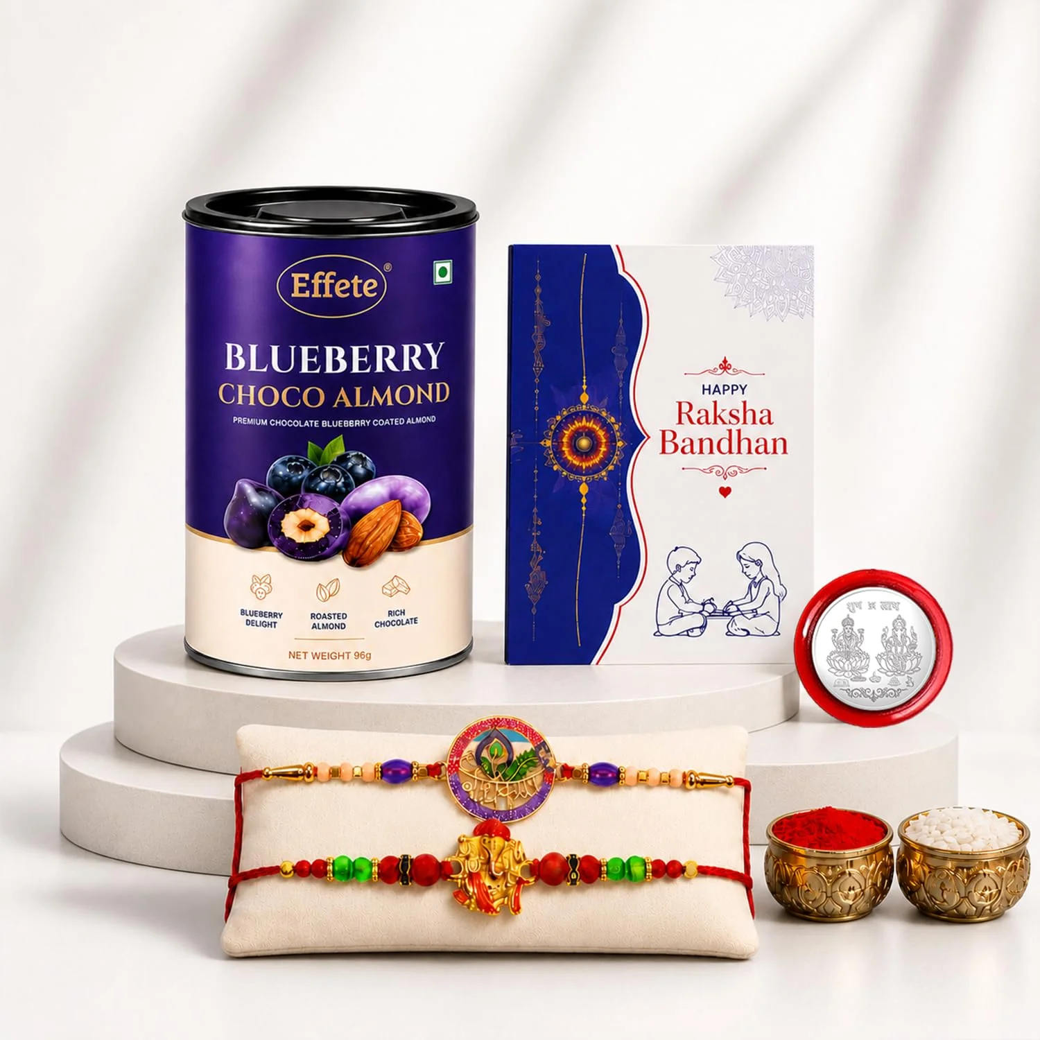 Rakhi with Chocolate for Brother (Set of 6) – Ganehsa Radha Krishna Design Combo - Image 2