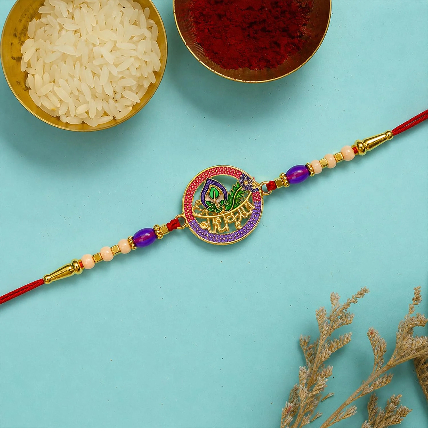 Rakhi with Chocolate for Brother (Set of 6) – Ganehsa Radha Krishna Design Combo - Image 6