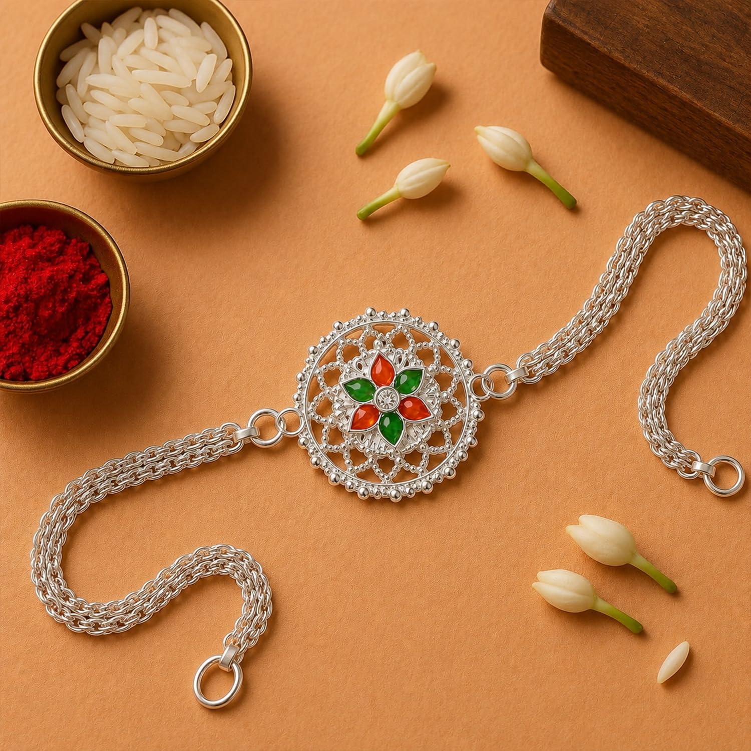 Rakhi with Chocolate for Brother (Set of 6) – Ganesha Raksha Bandhan Festive Combo - Image 7