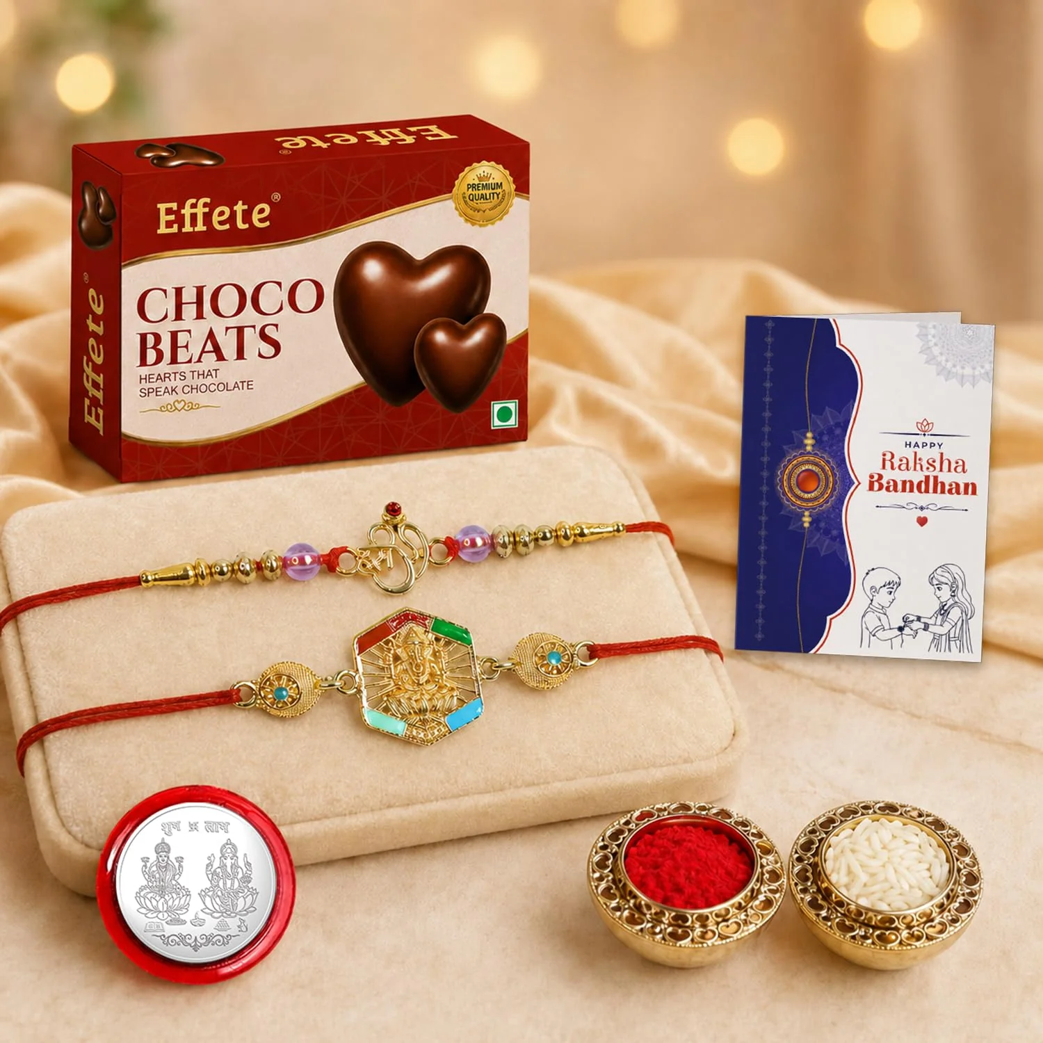 Rakhi with Chocolate for Brother (Set of 6) – Hari Om Ganesha Raksha Bandhan Combo