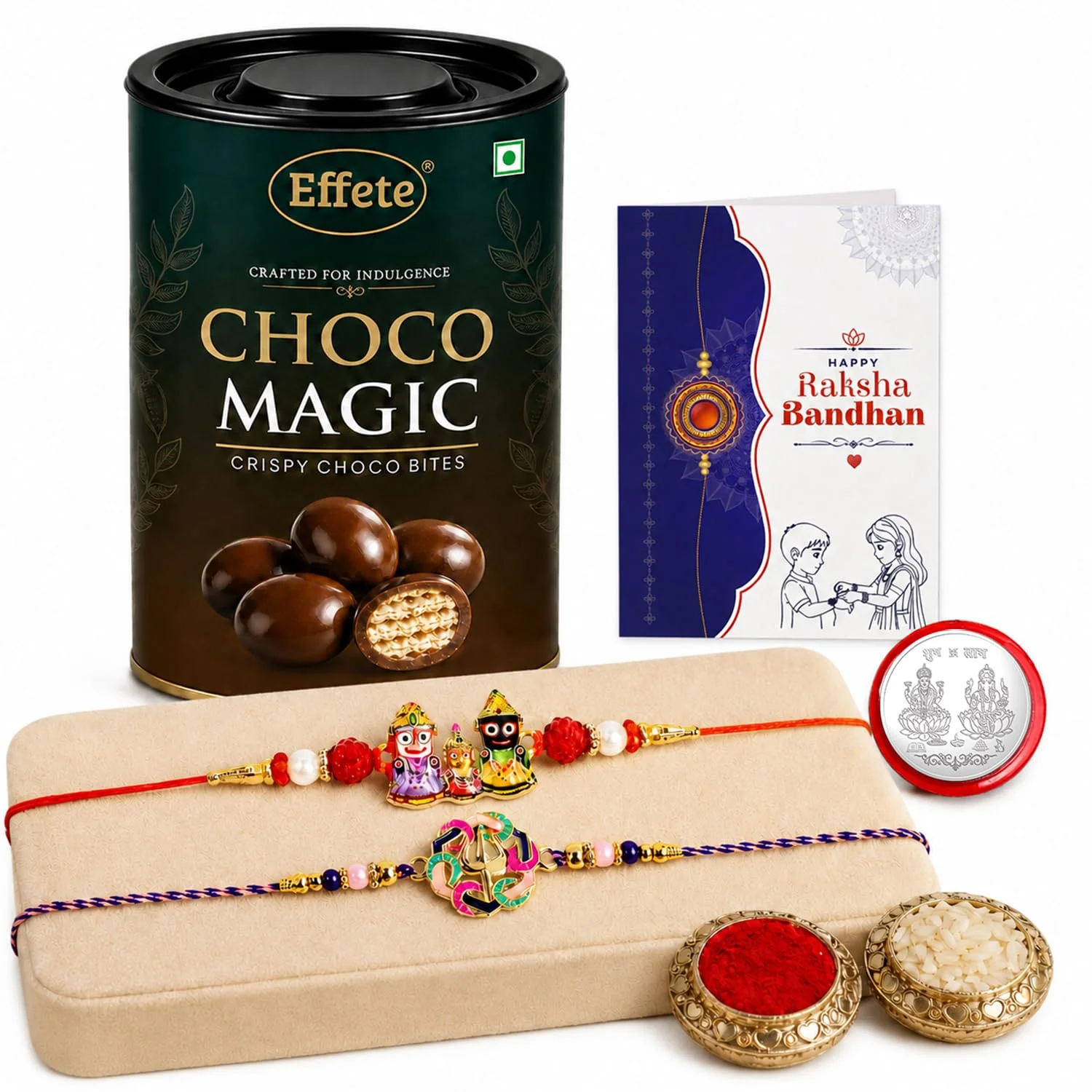 Rakhi with Chocolate for Brother (Set of 6) – Jagannath Swatik Raksha Gift Combo - Image 5