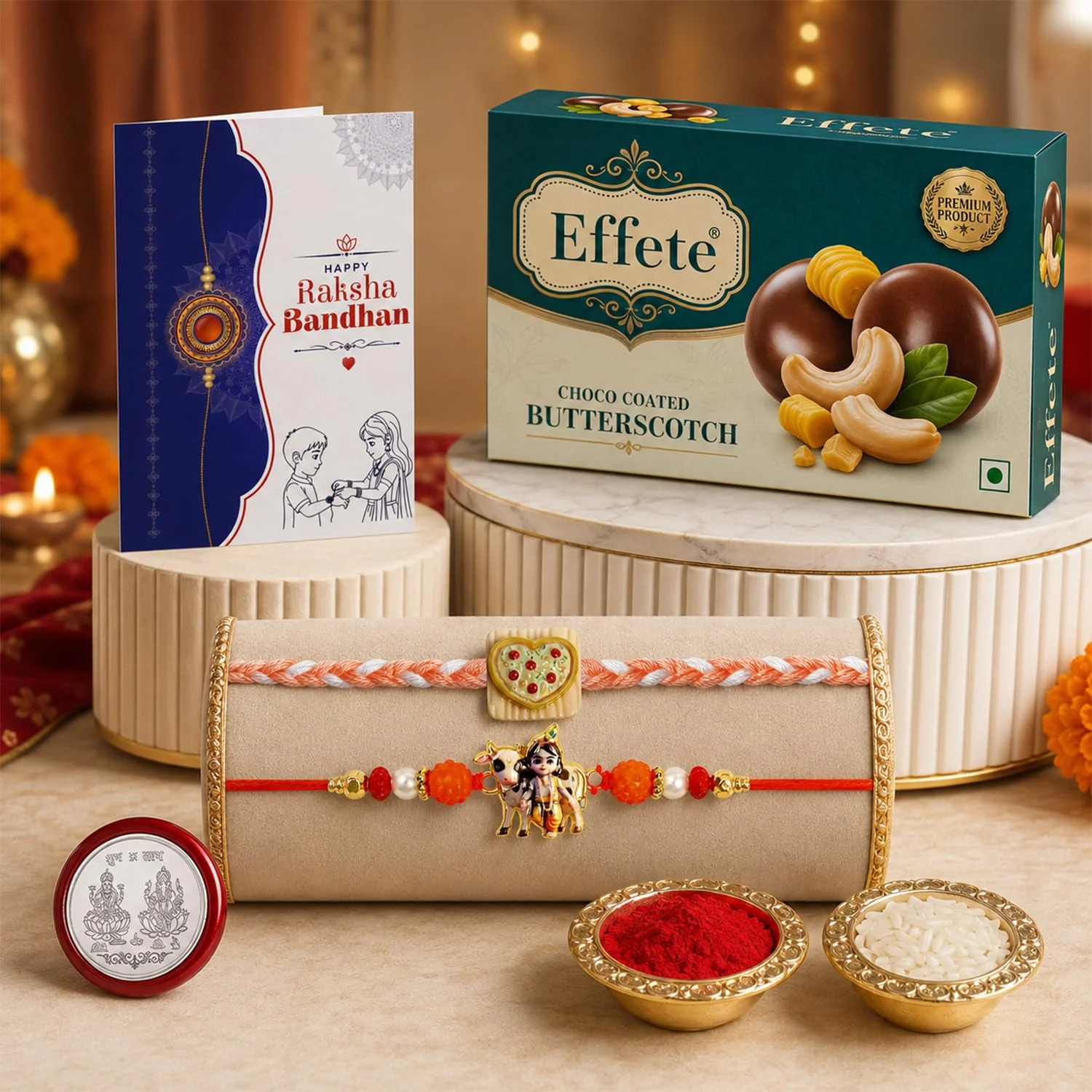 Rakhi with Chocolate for Brother (Set of 6) – Krishna Food Design Raksha Gift Combo