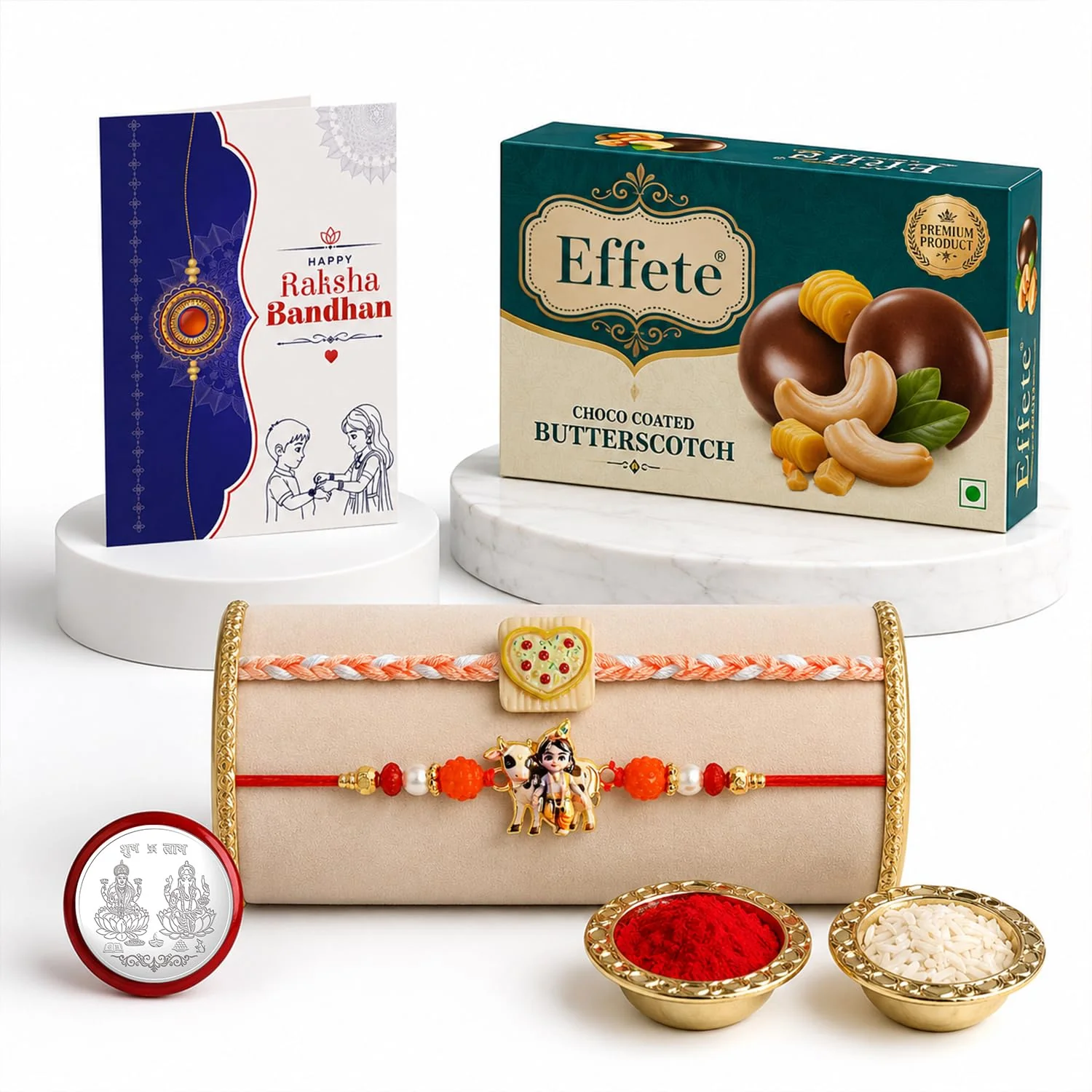 Rakhi with Chocolate for Brother (Set of 6) – Krishna Food Design Raksha Gift Combo - Image 2