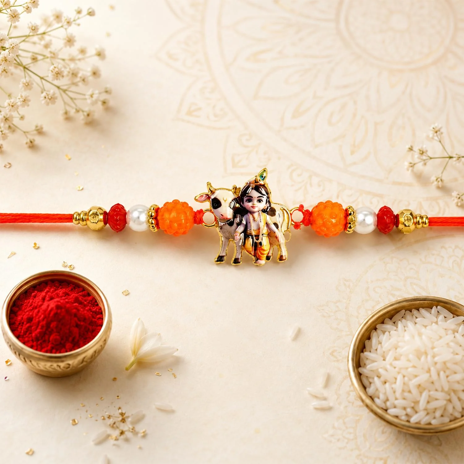 Rakhi with Chocolate for Brother (Set of 6) – Krishna Food Design Raksha Gift Combo - Image 7