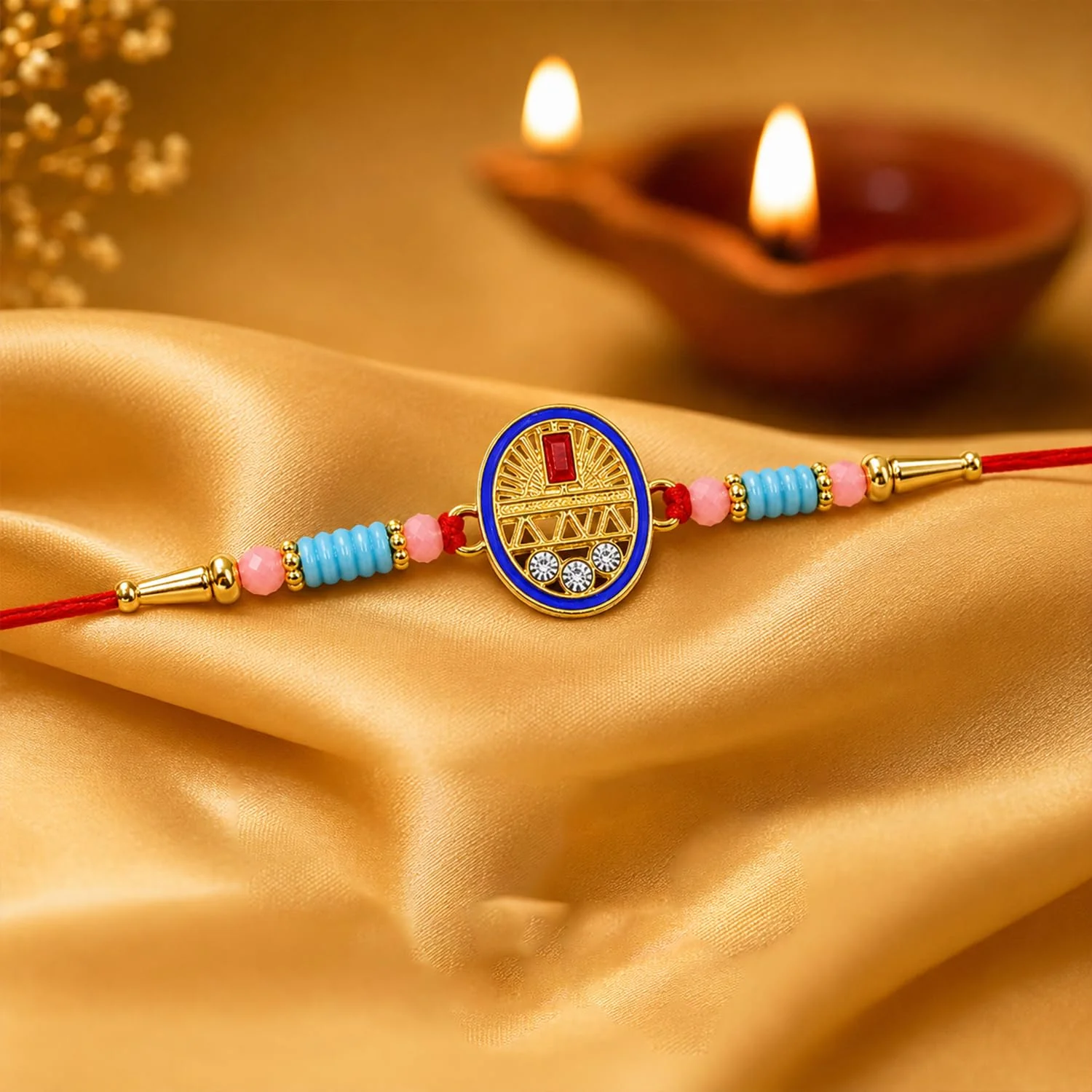 Rakhi with Chocolate for Brother (Set of 6) – Oval Shape Veera Raksha Gift Combo - Image 8