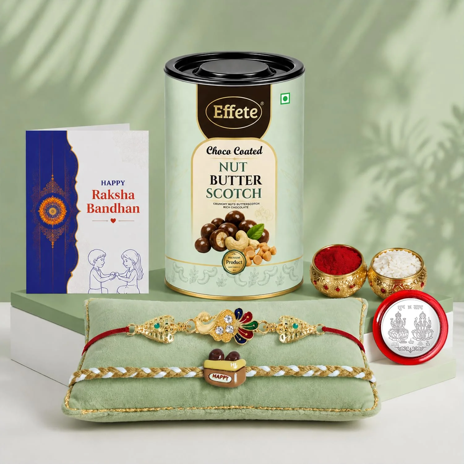 Rakhi with Chocolate for Brother (Set of 6) – Peacock Food Design Raksha Gift Combo