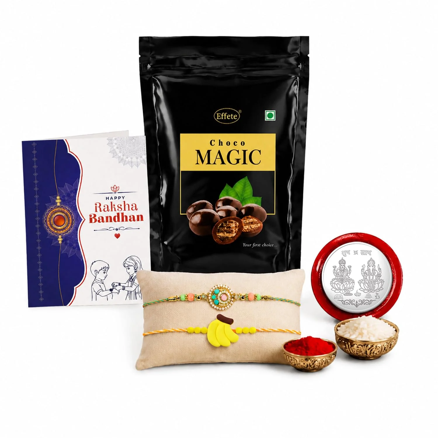 Rakhi with Chocolate for Brother (Set of 6) – Pearl Style Kids Raksha Gift Combo - Image 2