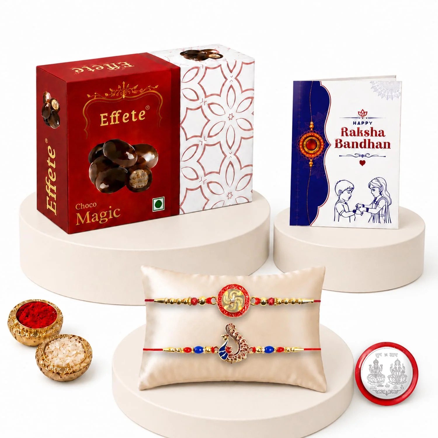 Rakhi with Chocolate for Brother (Set of 6) – Round Shape Bird Raksha Gift Combo - Image 2