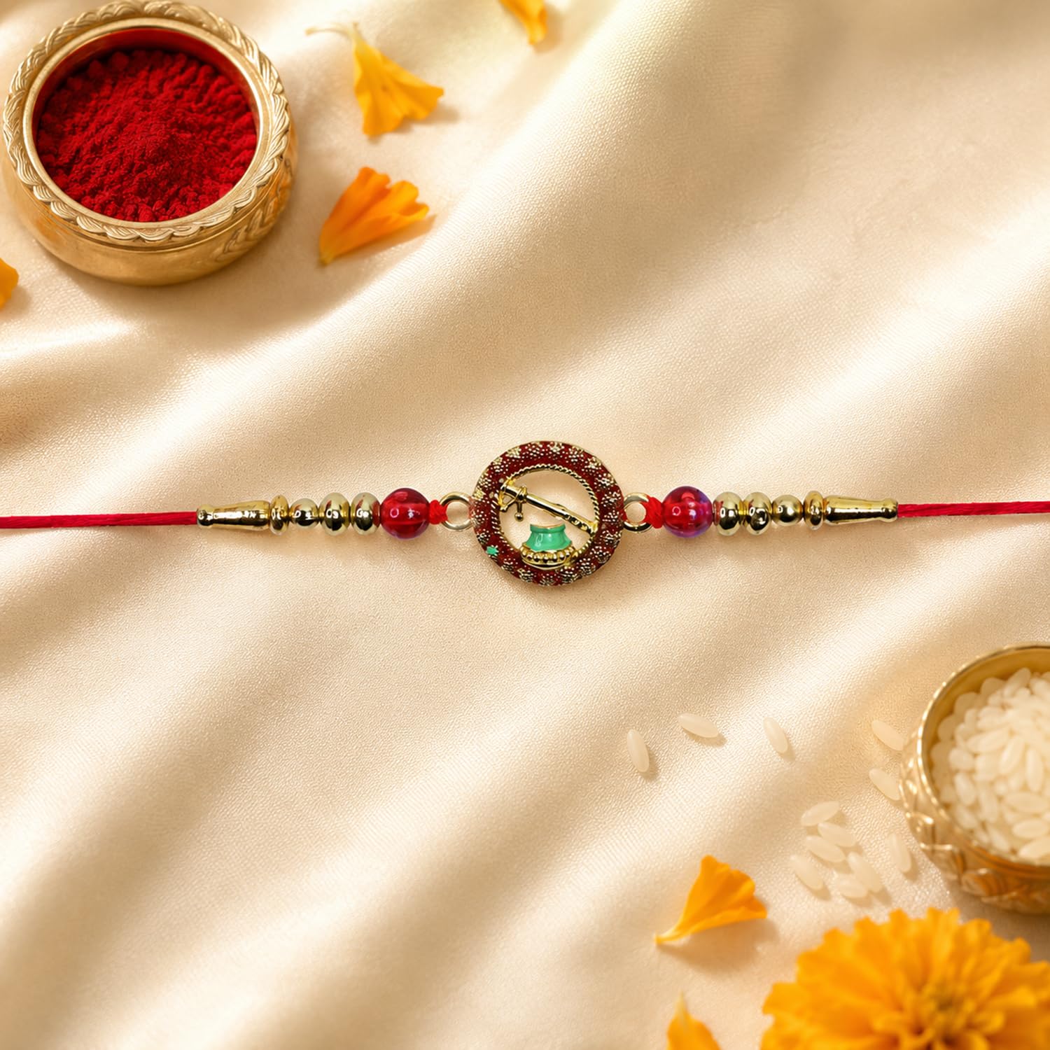 Rakhi with Chocolate for Brother (Set of 6) – Round Shape Food Raksha Gift Combo - Image 5