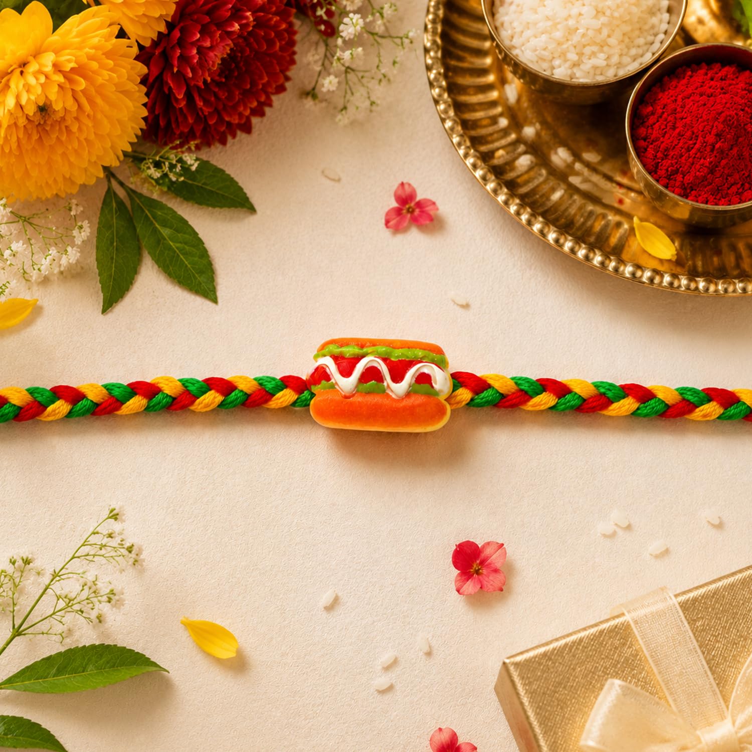 Rakhi with Chocolate for Brother (Set of 6) – Round Shape Food Raksha Gift Combo - Image 7