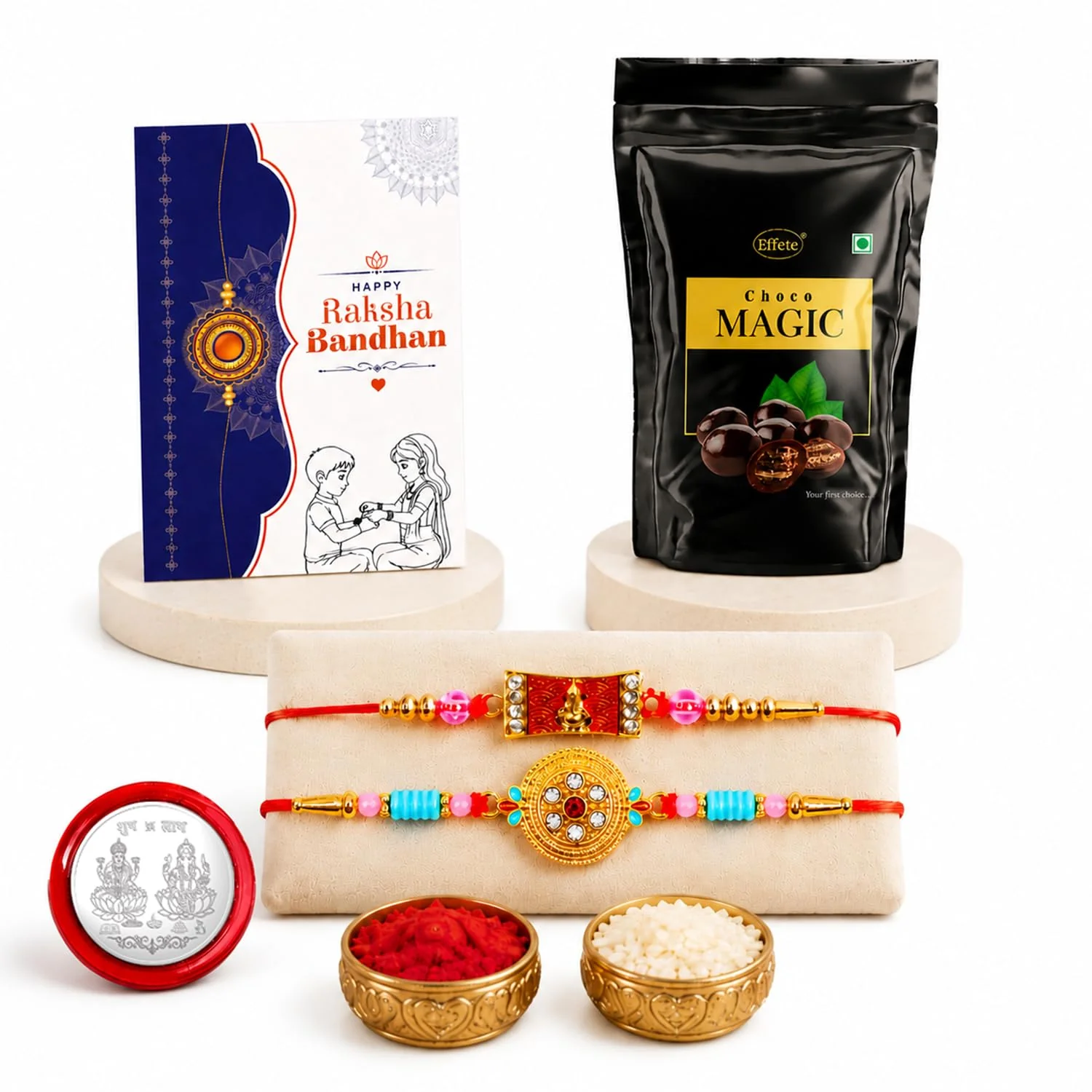 Rakhi with Chocolate for Brother (Set of 6) – Round Shape Ganesha Style Gift Combo - Image 2