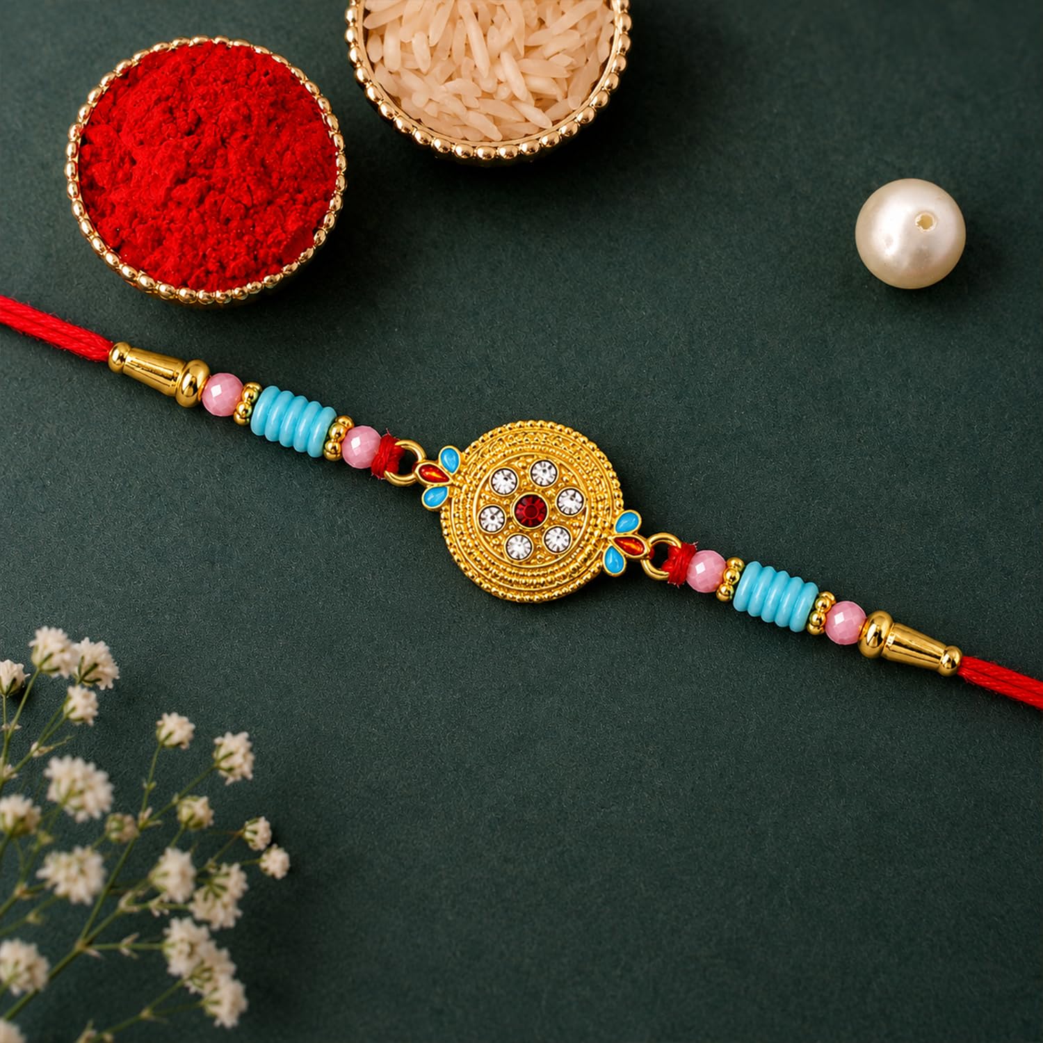 Rakhi with Chocolate for Brother (Set of 6) – Round Shape Ganesha Style Gift Combo - Image 7