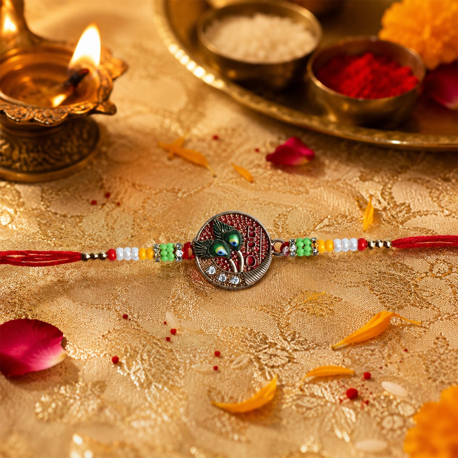 Rakhi with Chocolate for Brother (Set of 6) – Round Trishul Damru Shape Gift Combo - Image 6