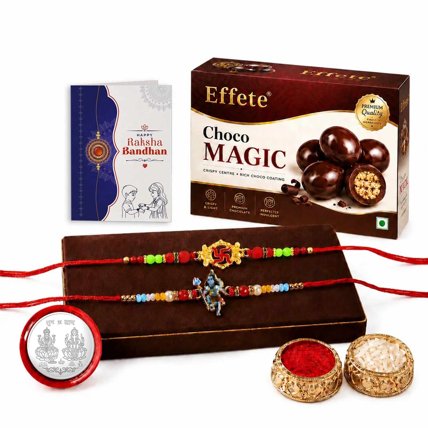 Rakhi with Chocolate for Brother (Set of 6) – Shiv Ji Swastik Raksha Bandhan Combo - Image 2