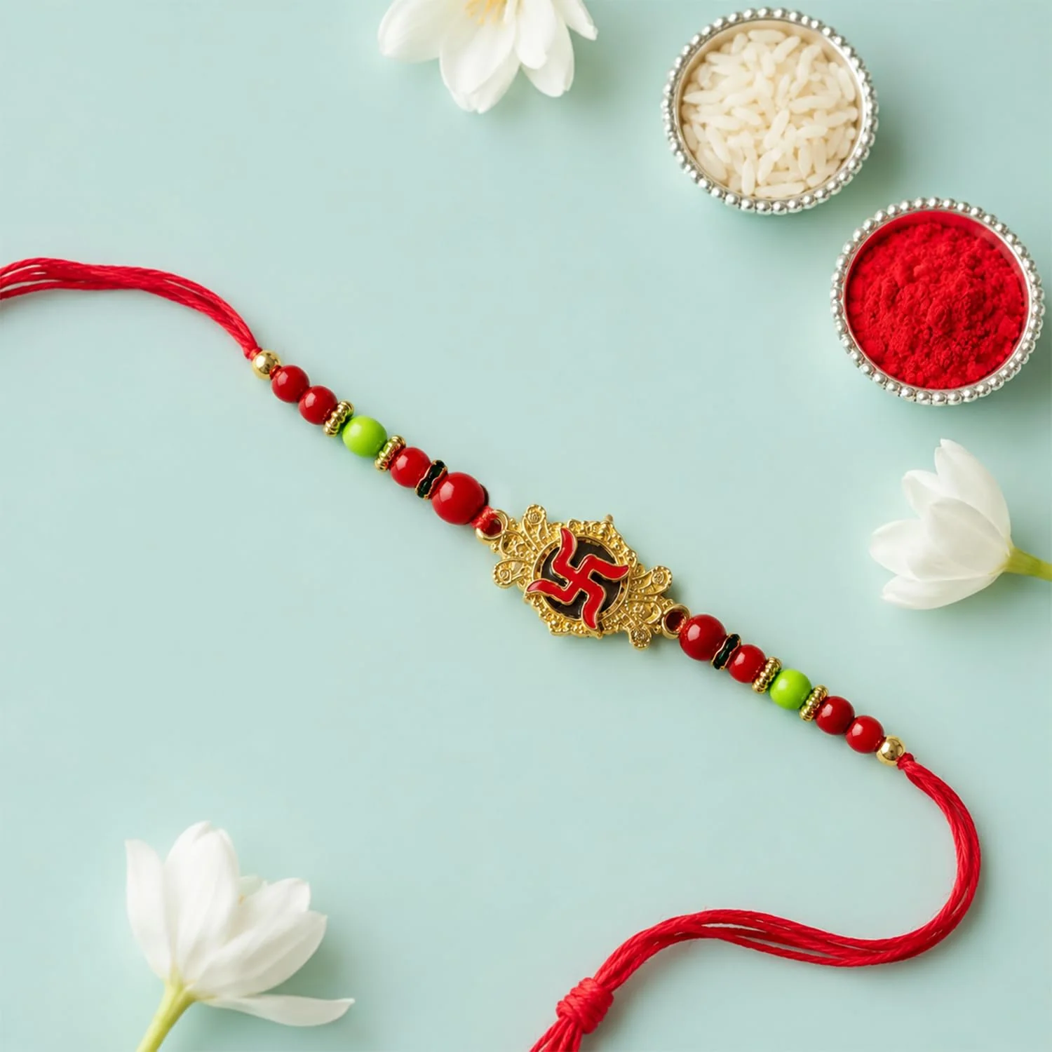 Rakhi with Chocolate for Brother (Set of 6) – Shiv Ji Swastik Raksha Bandhan Combo - Image 5