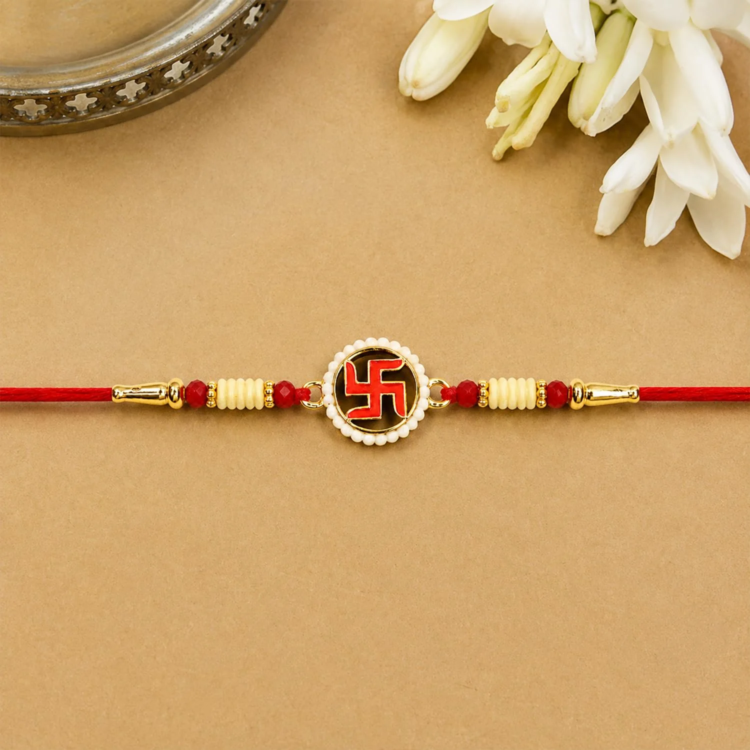 Rakhi with Chocolate for Brother (Set of 6) – Swastik Kalash Raksha Bandhan Combo - Image 8