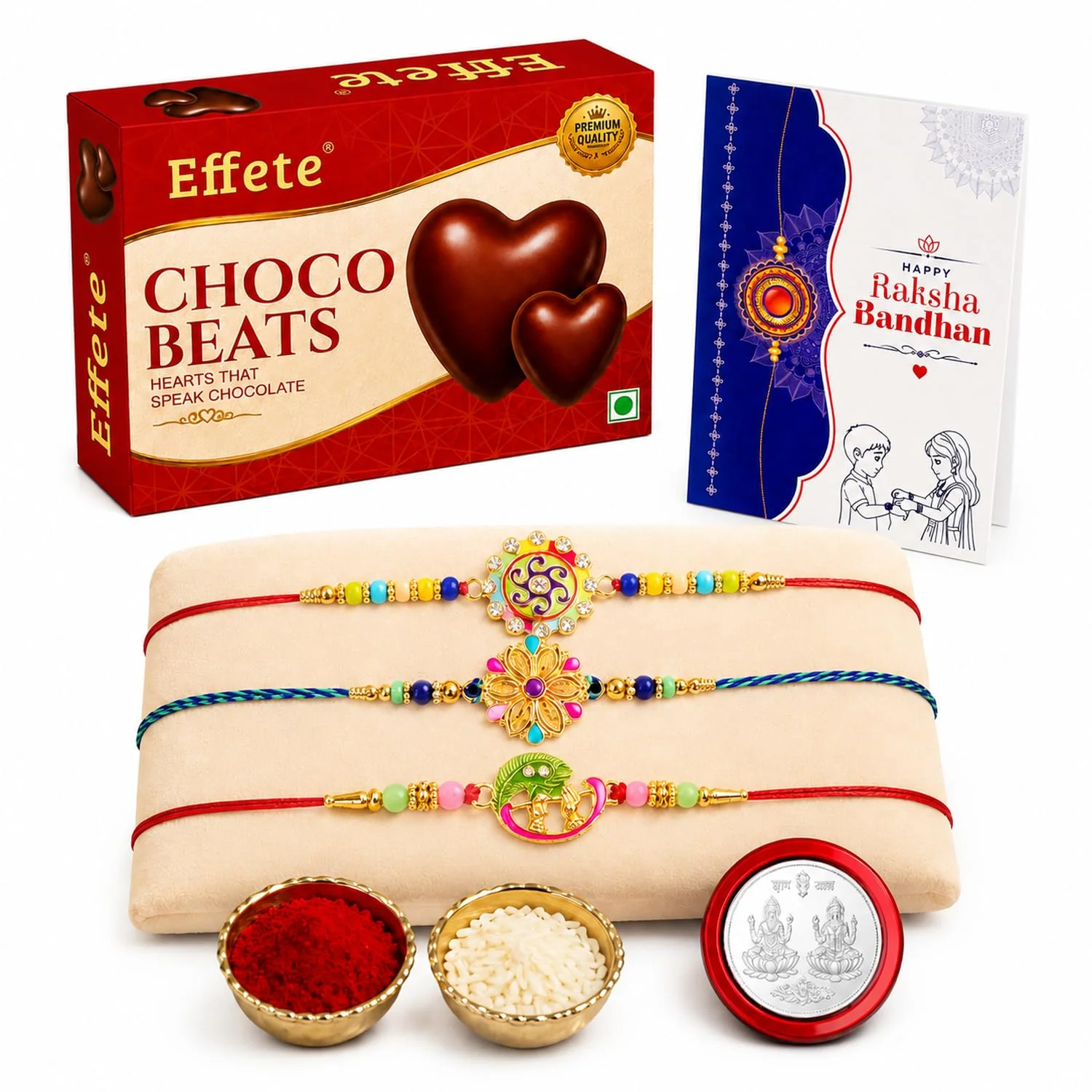 Rakhi with Chocolate for Brother (Set of 7) – Bansuri Floral Round Shape Gift Combo - Image 2