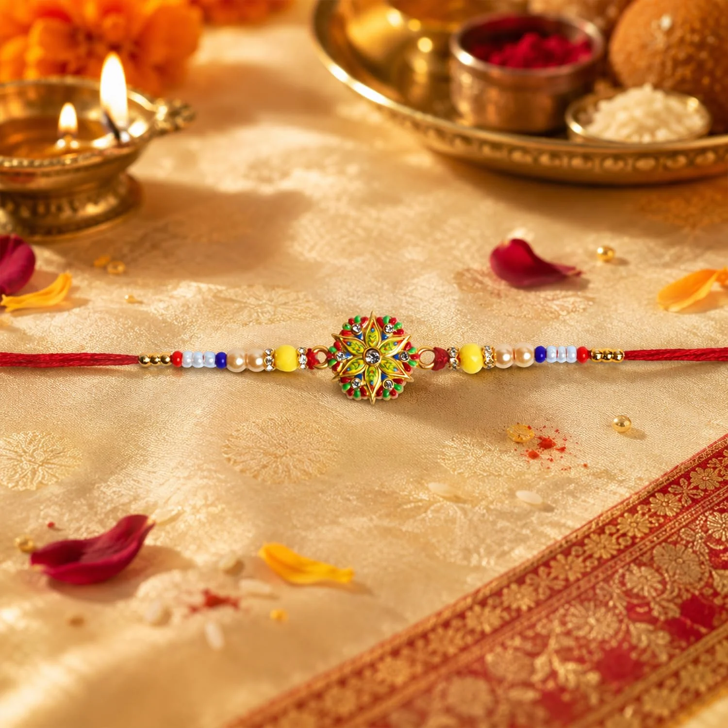 Rakhi with Chocolate for Brother (Set of 7) – Floral Bansuri Bird Shape Gift Combo - Image 6
