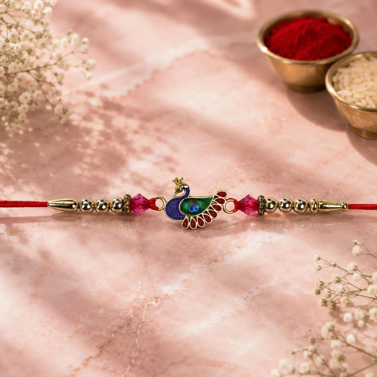 Rakhi with Chocolate for Brother (Set of 7) – Floral Bansuri Bird Shape Gift Combo - Image 8