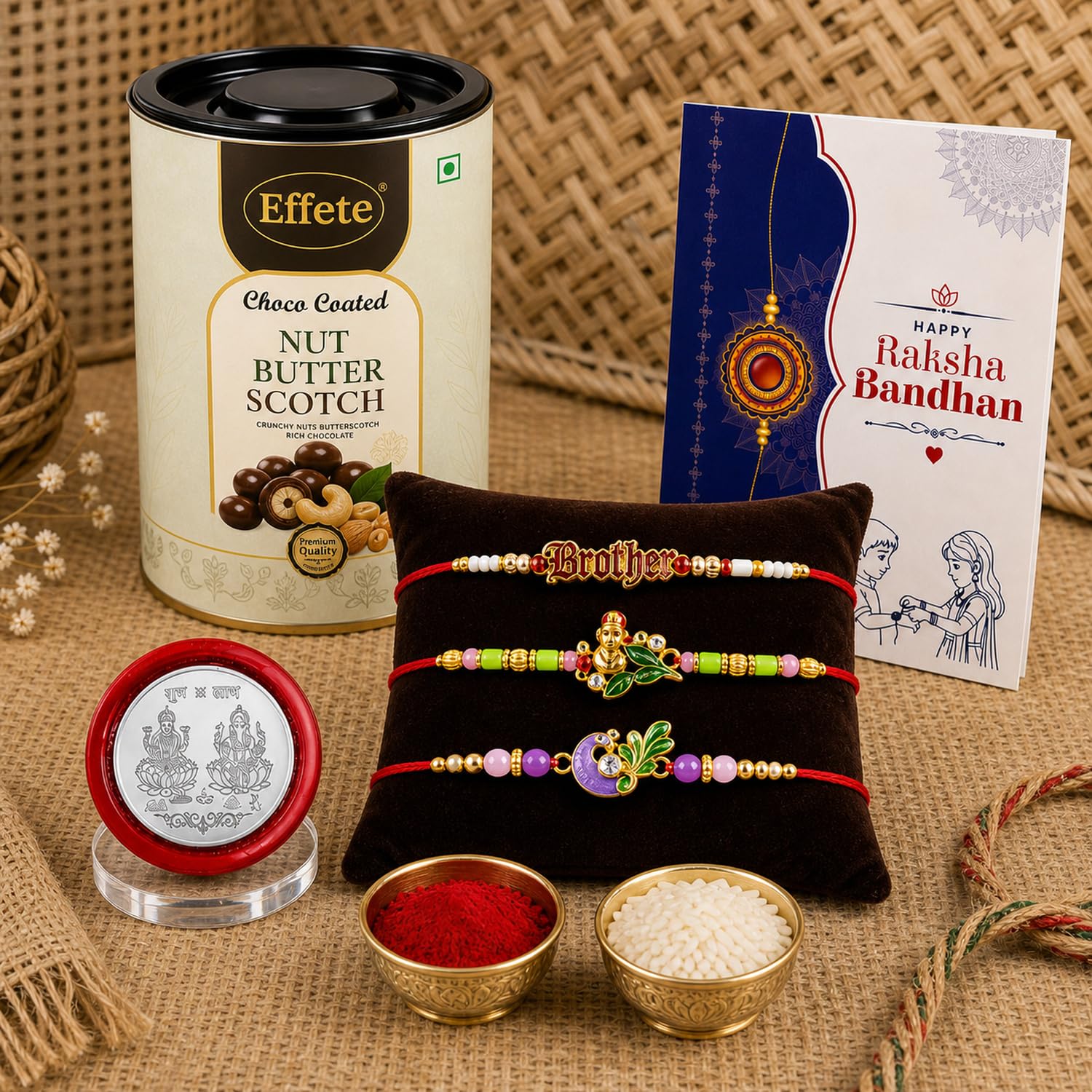 Rakhi with Chocolate for Brother (Set of 7) – Kids Brother Leaf Bird Shape Combo