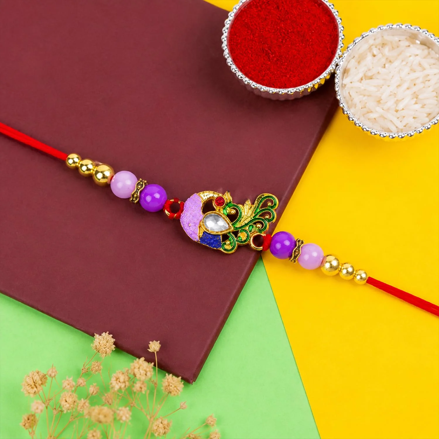 Rakhi with Chocolate for Brother (Set of 7) – Kids Brother Leaf Bird Shape Combo - Image 7