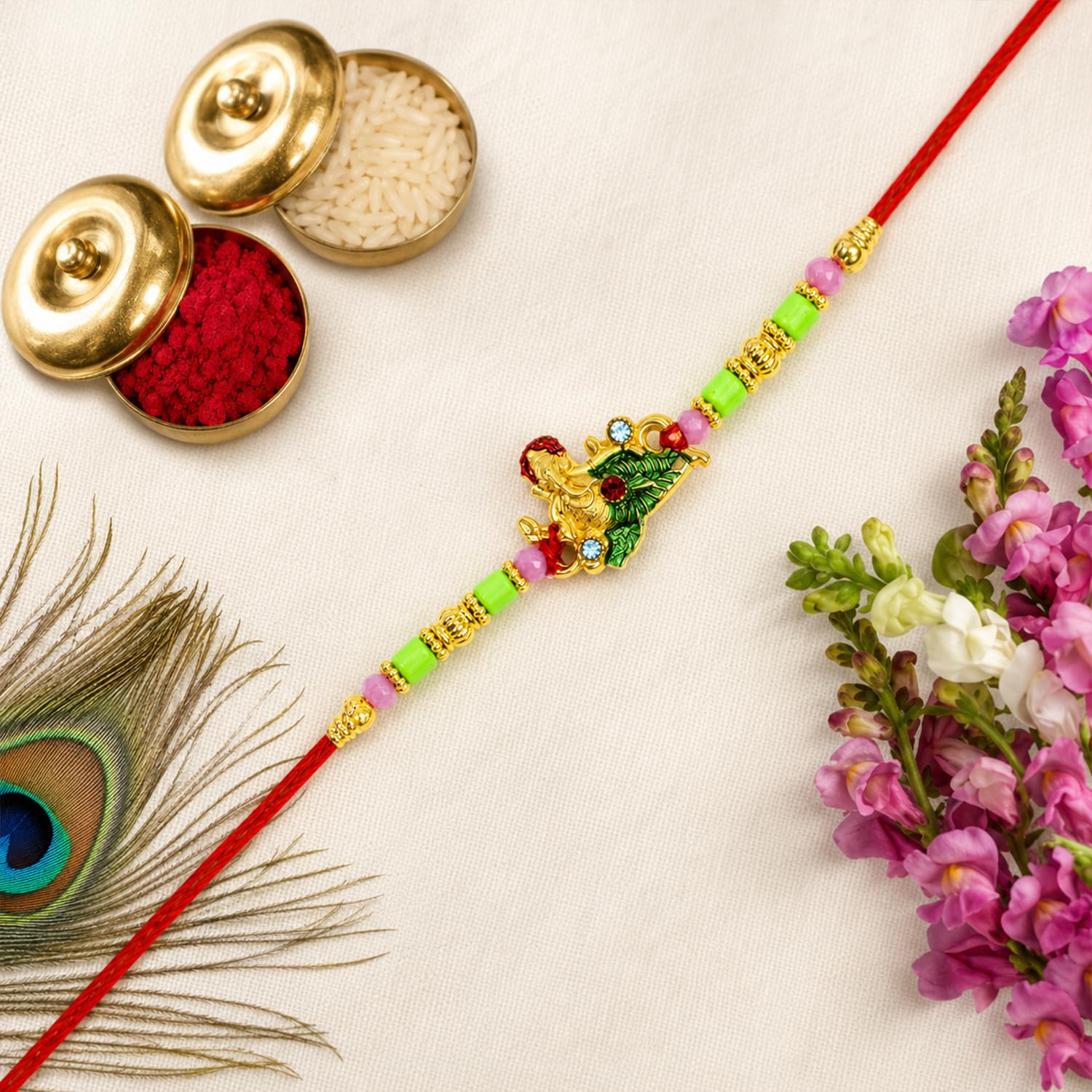 Rakhi with Chocolate for Brother (Set of 7) – Kids Brother Leaf Bird Shape Combo - Image 9