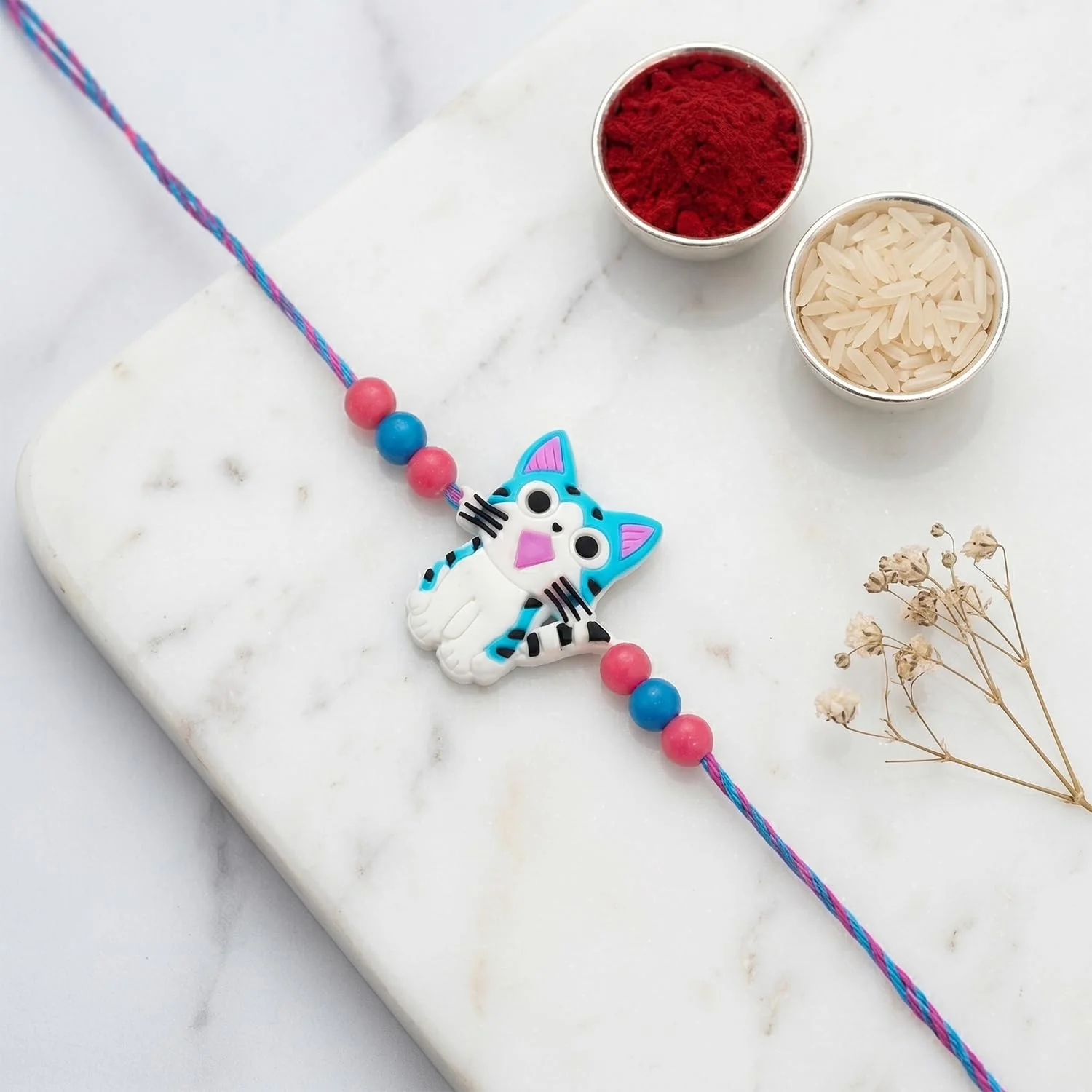 Rakhi with Chocolate for Brother (Set of 7) – Kitty Evil Eye Golden Color Gift Combo - Image 6