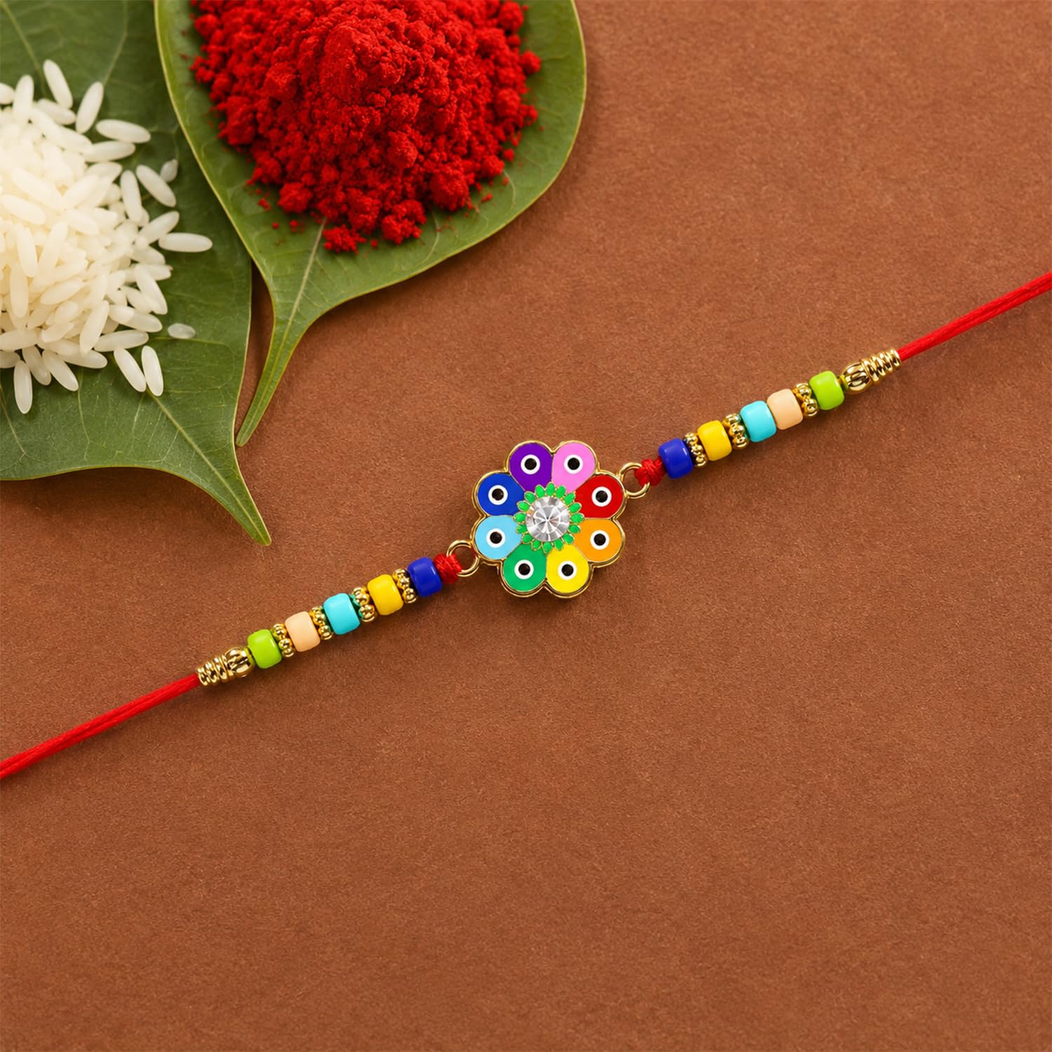 Rakhi with Chocolate for Brother (Set of 7) – Kitty Evil Eye Golden Color Gift Combo - Image 8