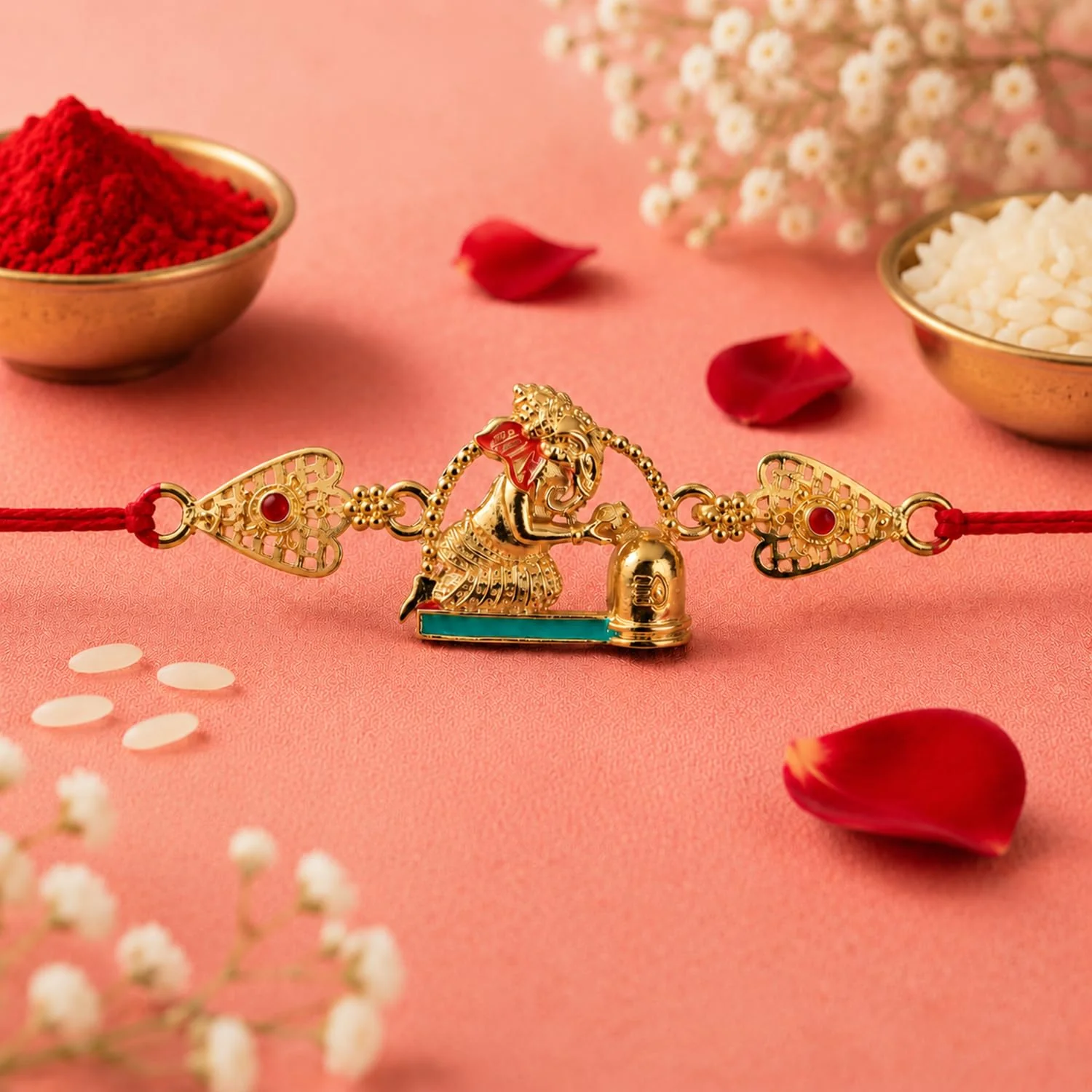 Rakhi with Chocolate for Brother (Set of 7) – Krishna Ganesha Round Shape Gift Combo - Image 7
