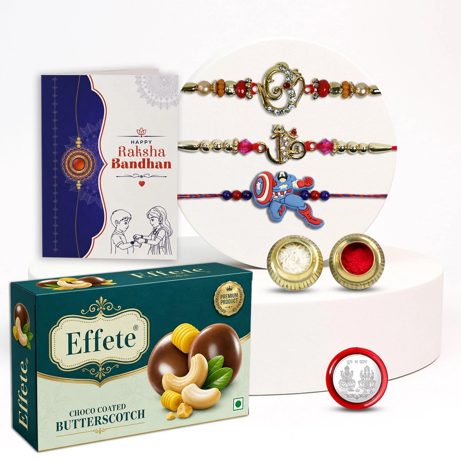 Rakhi with Chocolate for Brother (Set of 7) – Om Trishul Kids Raksha Bandhan Combo - Image 2