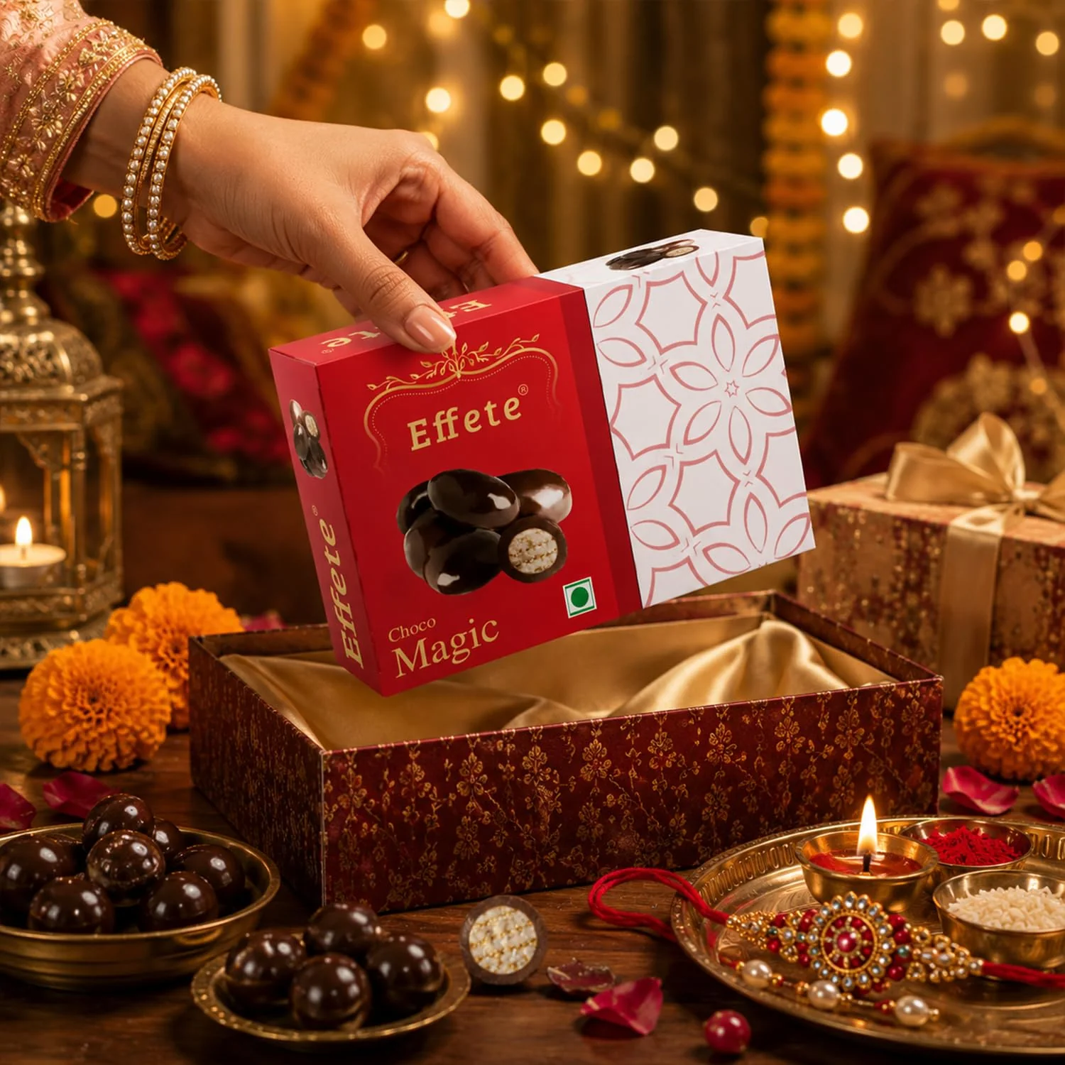 Rakhi with Chocolate for Brother (Set of 7) – Peacock Om Kids Raksha Bandhan Combo - Image 3